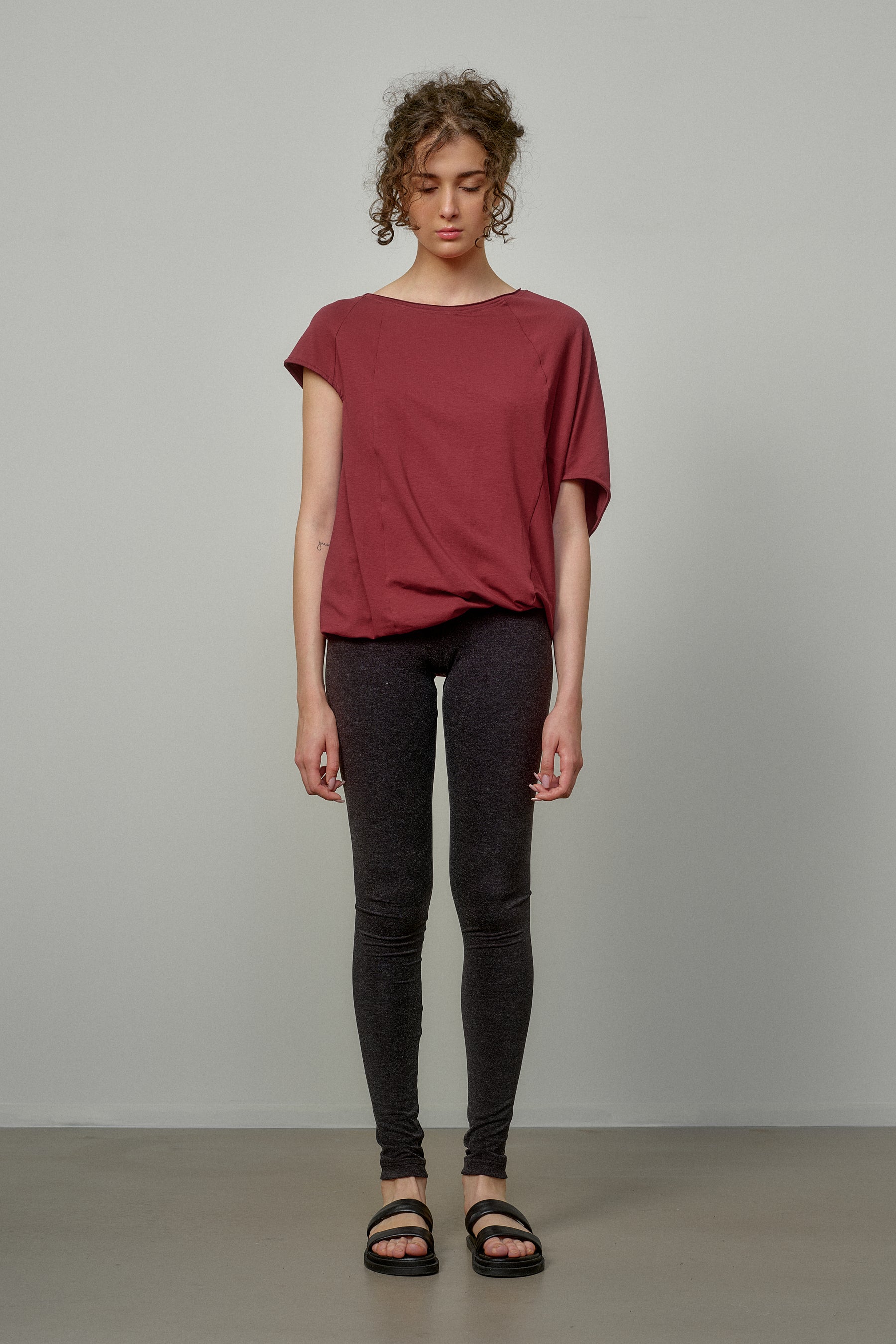 ASYMMETRICAL SLEEVE COTTON BLOUSE