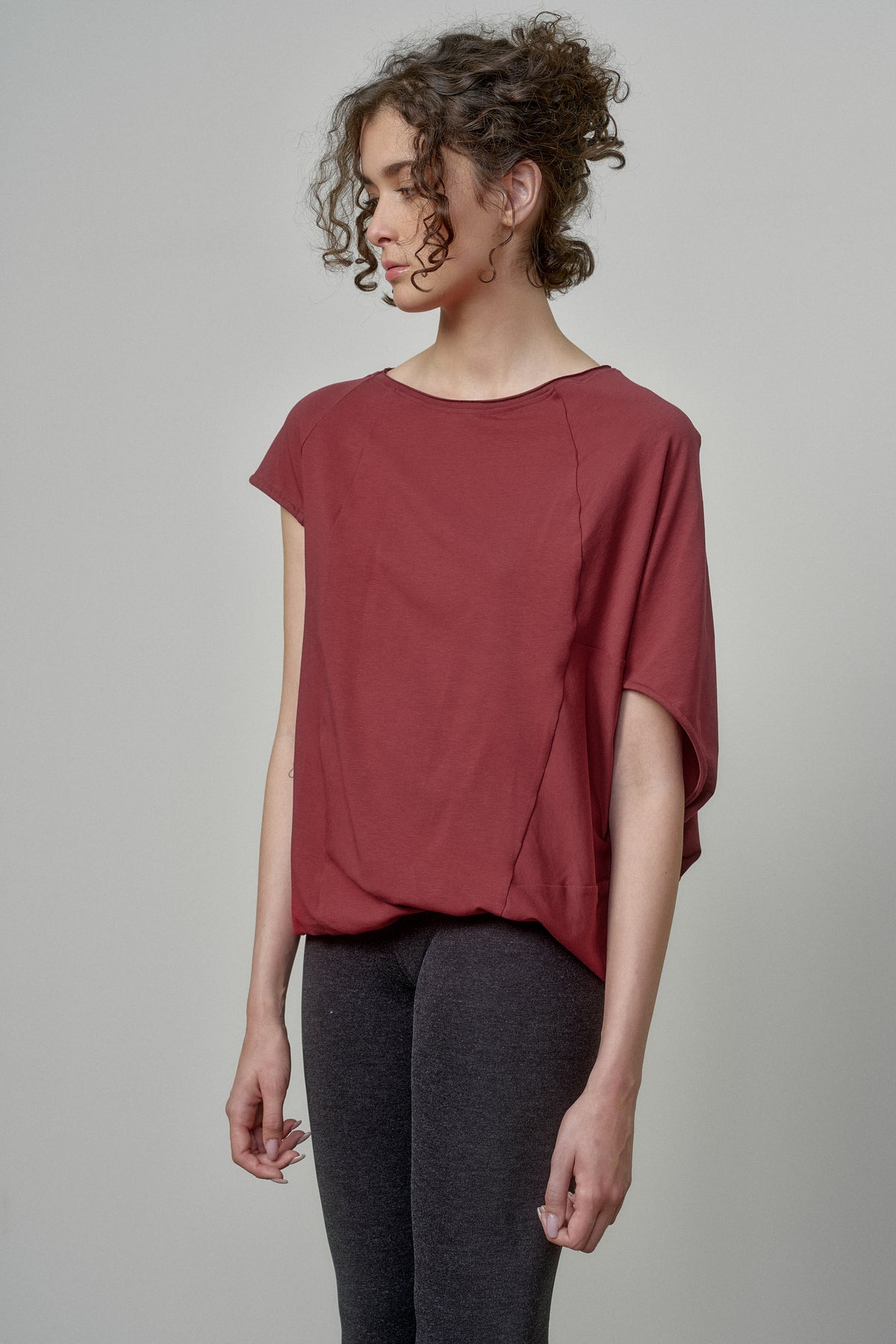 ASYMMETRICAL SLEEVE COTTON BLOUSE