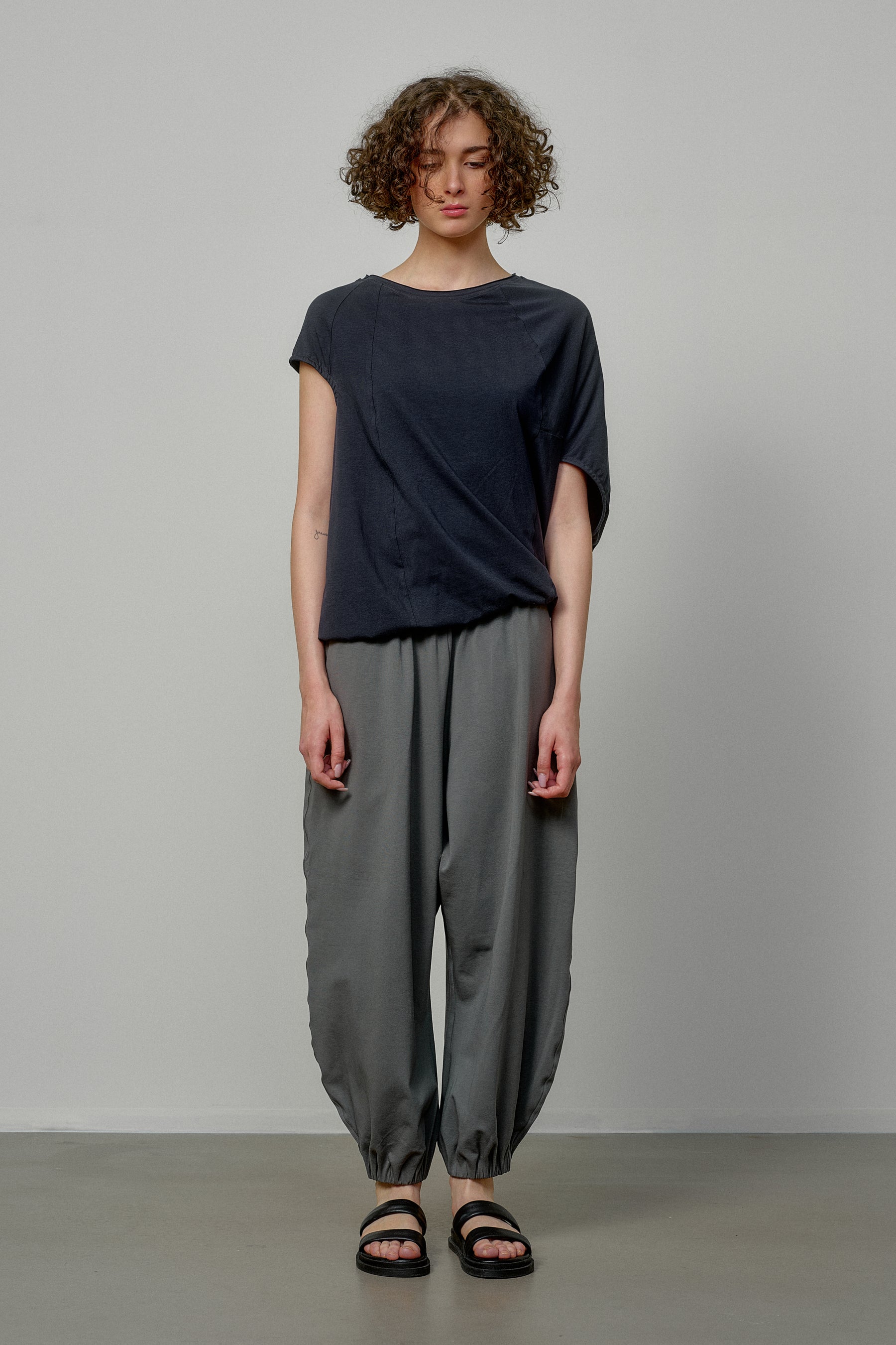 ASYMMETRICAL SLEEVE COTTON BLOUSE
