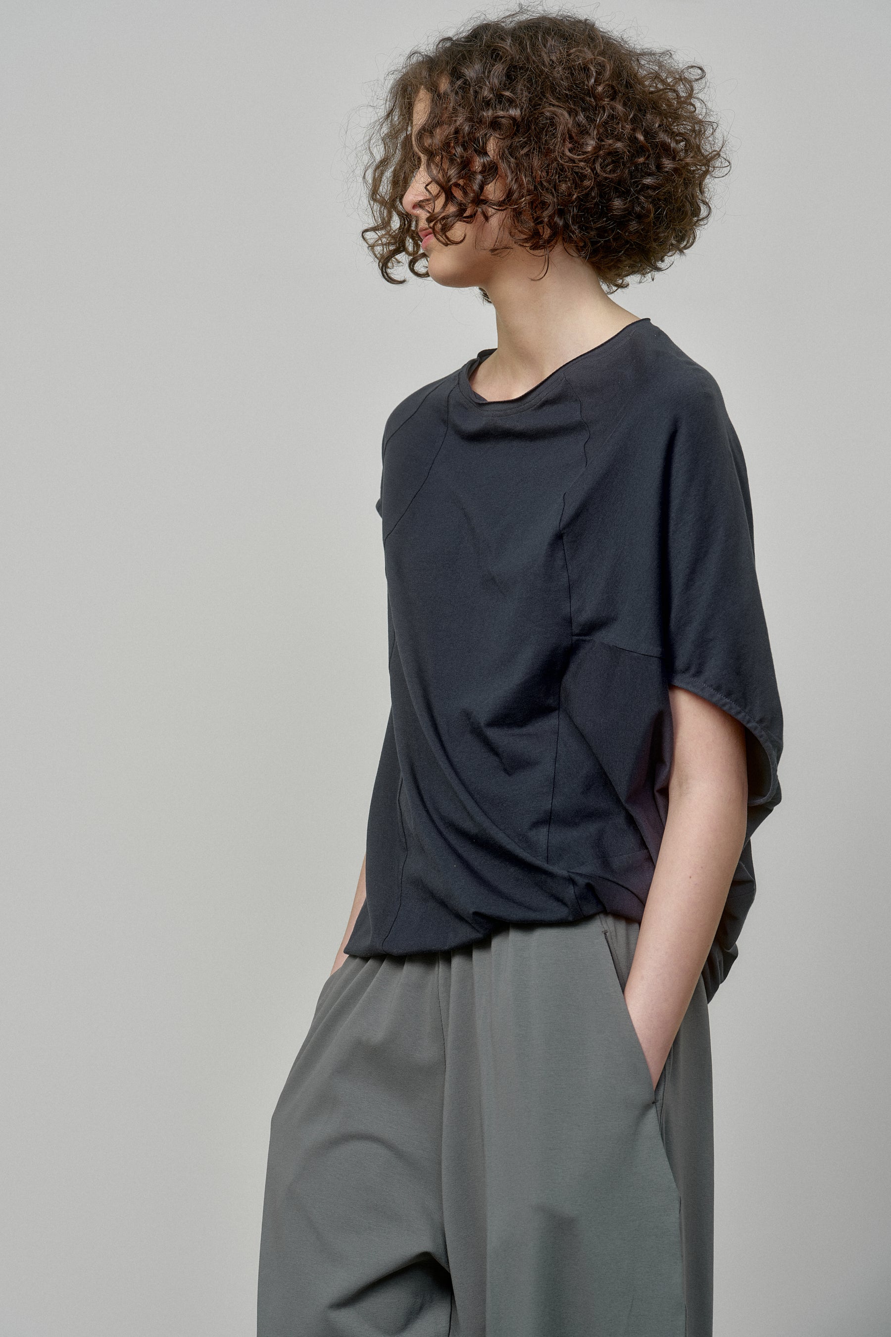ASYMMETRICAL SLEEVE COTTON BLOUSE
