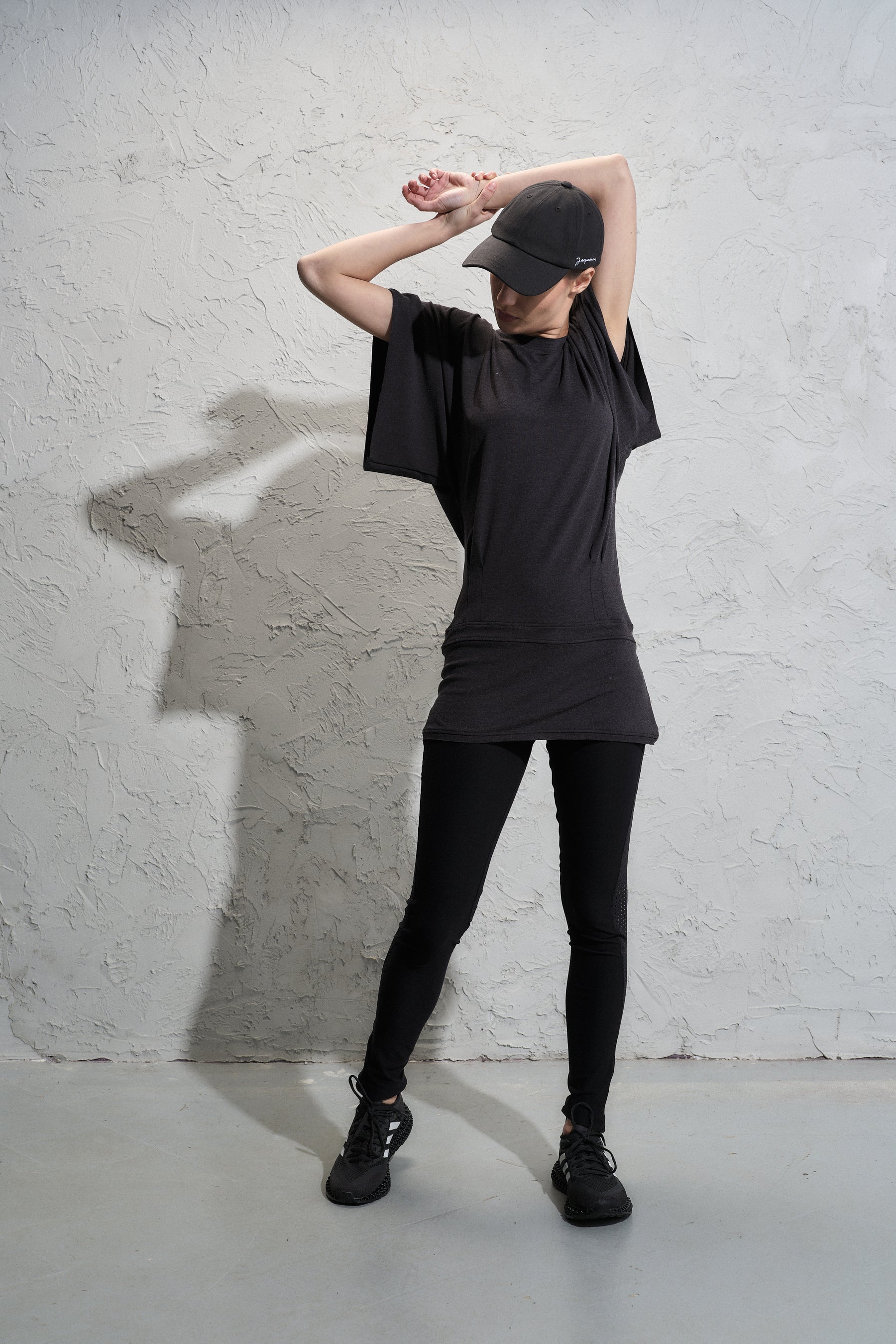 CHARCOAL MELANGE TUNIC TOP