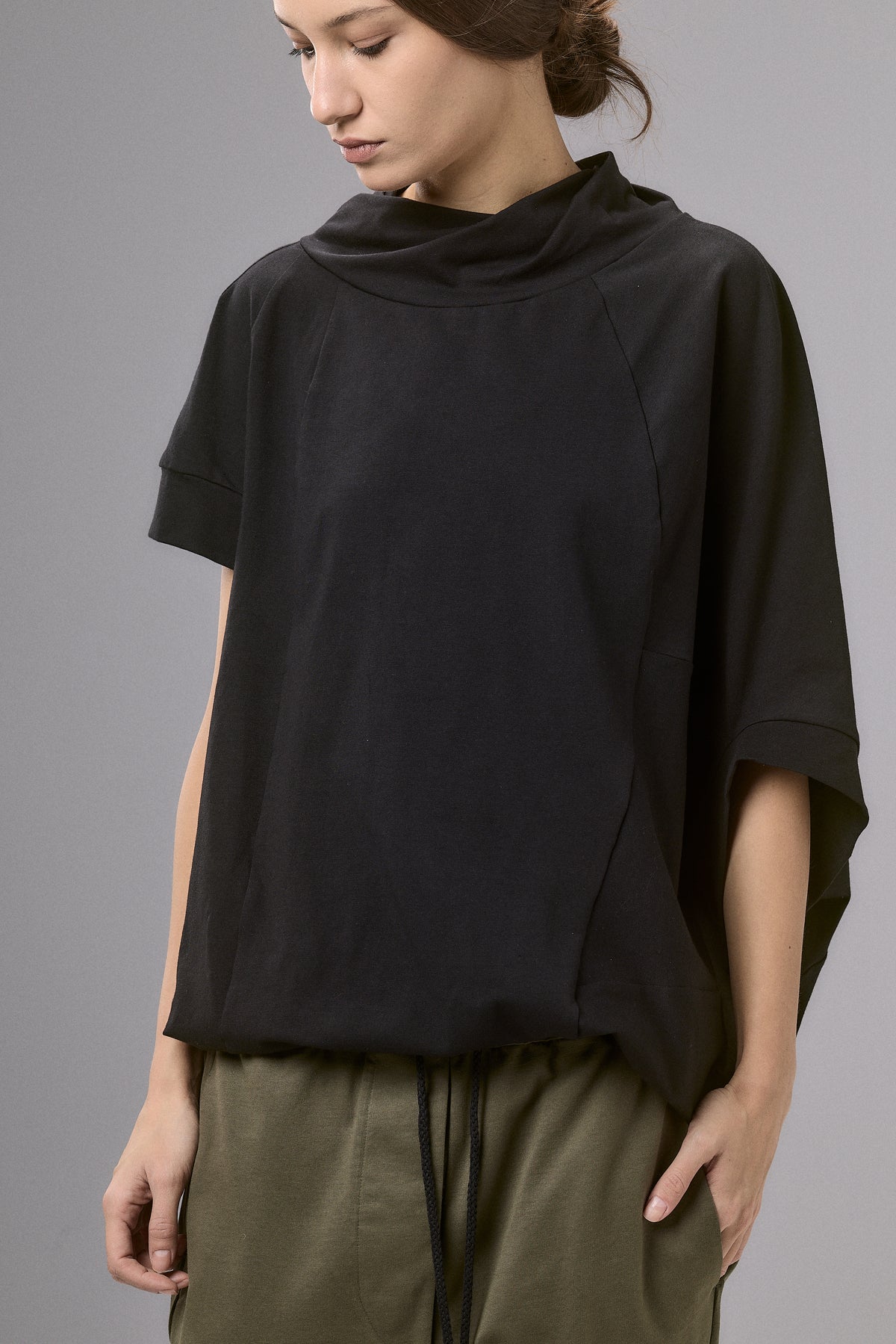ASYMMETRICAL SLEEVE COTTON BLOUSE