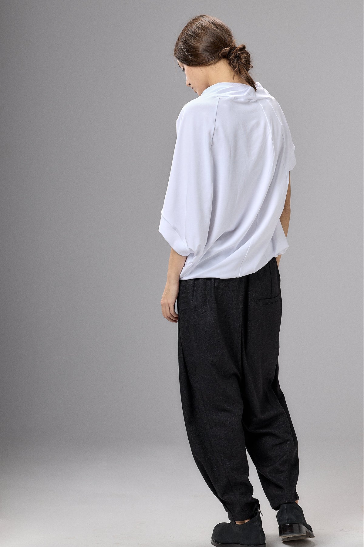 ASYMMETRICAL SLEEVE COTTON BLOUSE