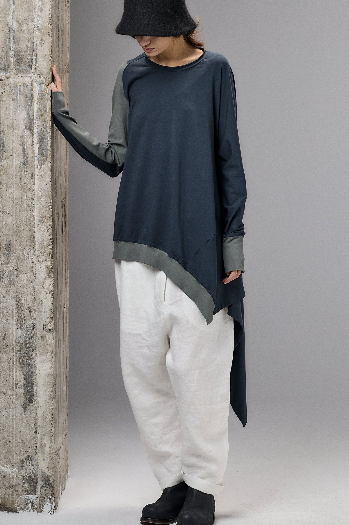 ASYMMETRICAL TUNIC TOP - TWO COLORS