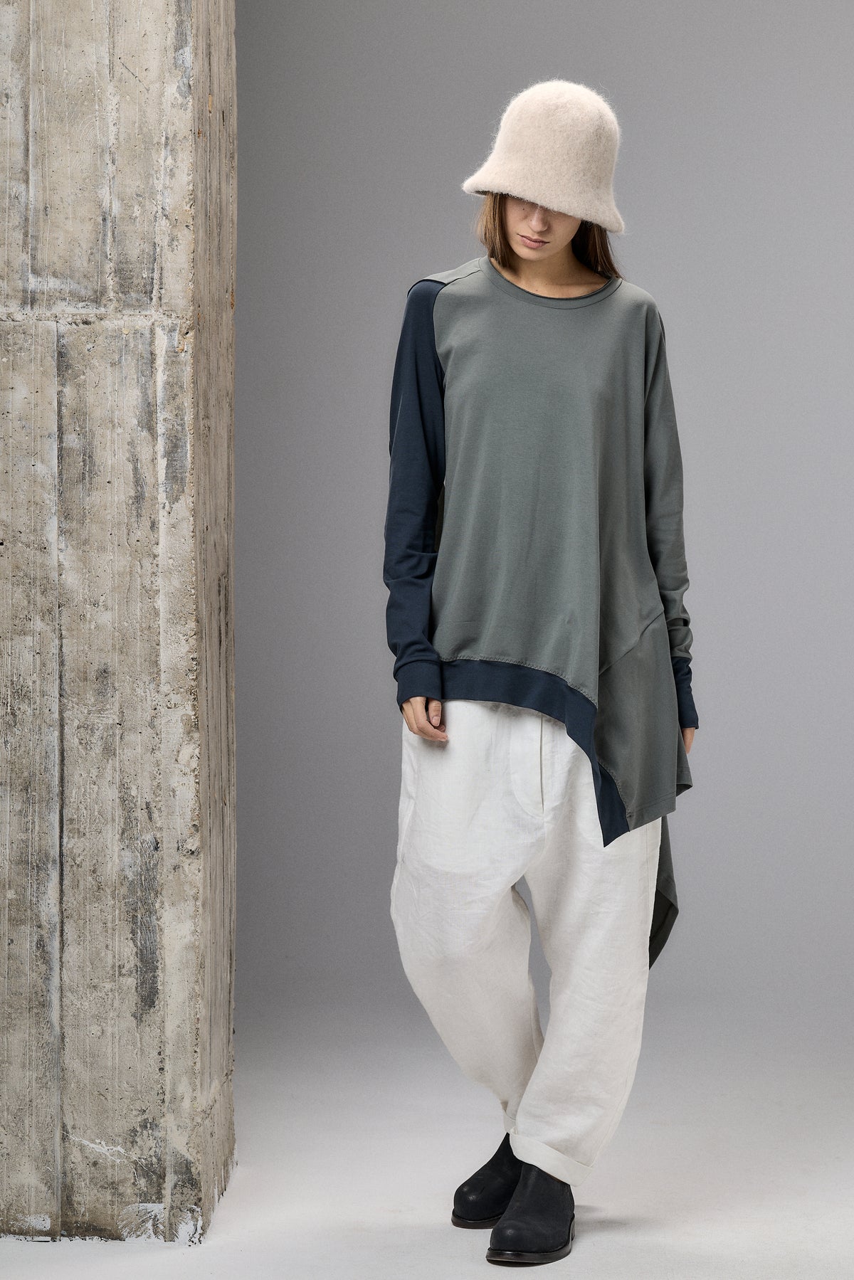 ASYMMETRICAL TUNIC TOP - TWO COLORS