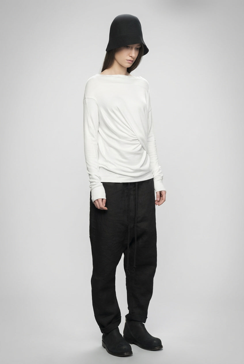 OFF WHITE DRAPED WRAP LONG SLEEVE TOP