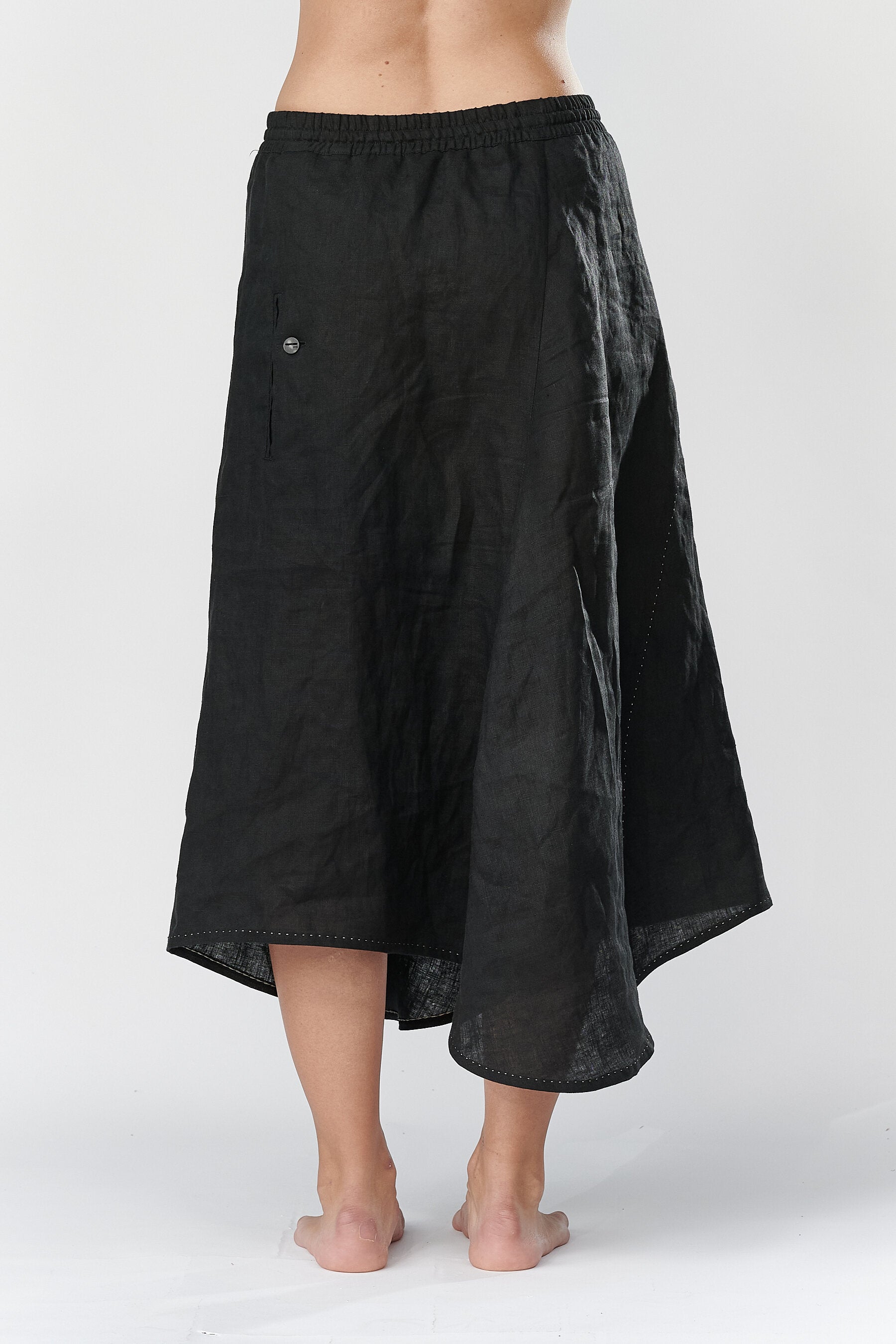 LINEN ASYMMETRICAL SKIRT WITH POCKETS