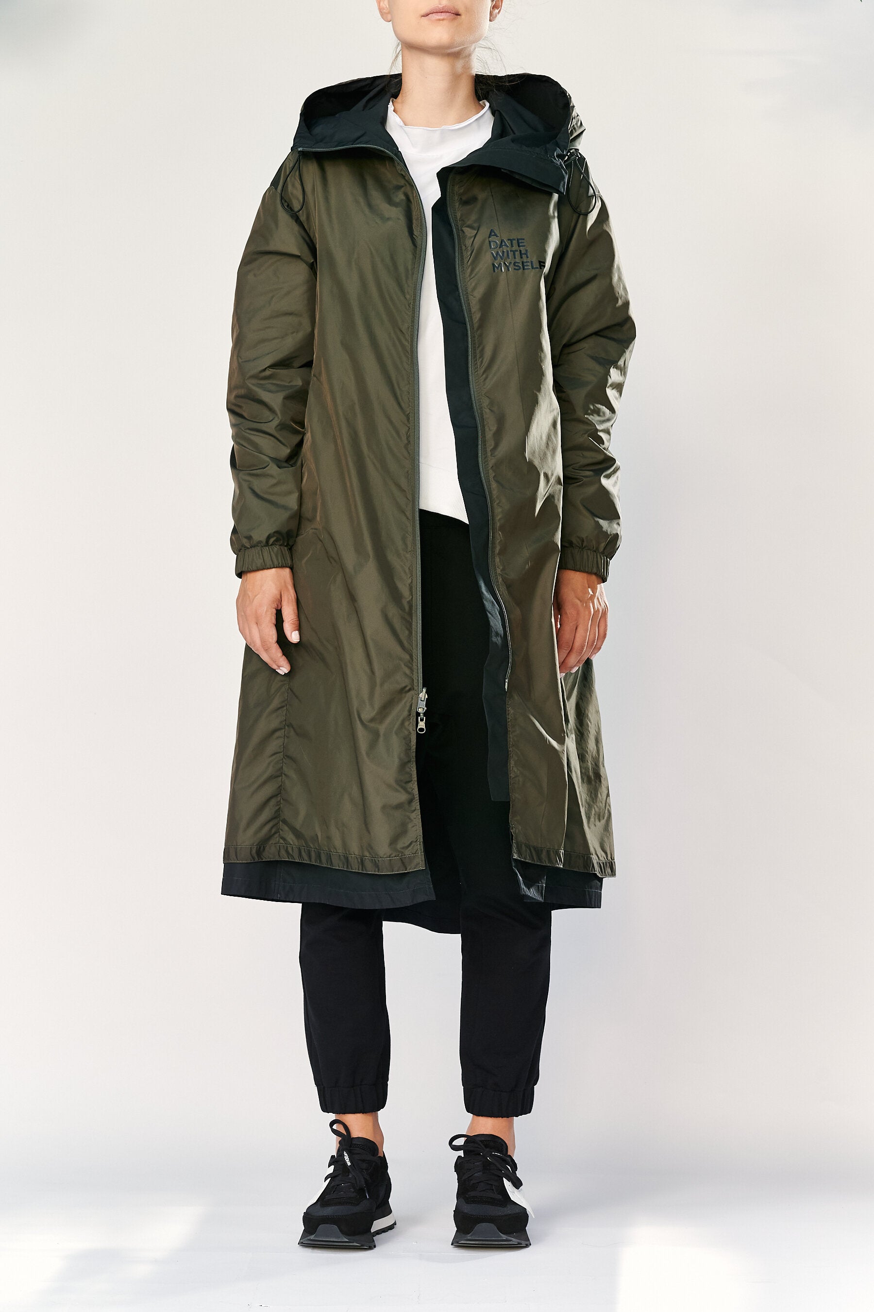 DOUBLE FACED PARKA - DARK GREEN/DARK BLUE