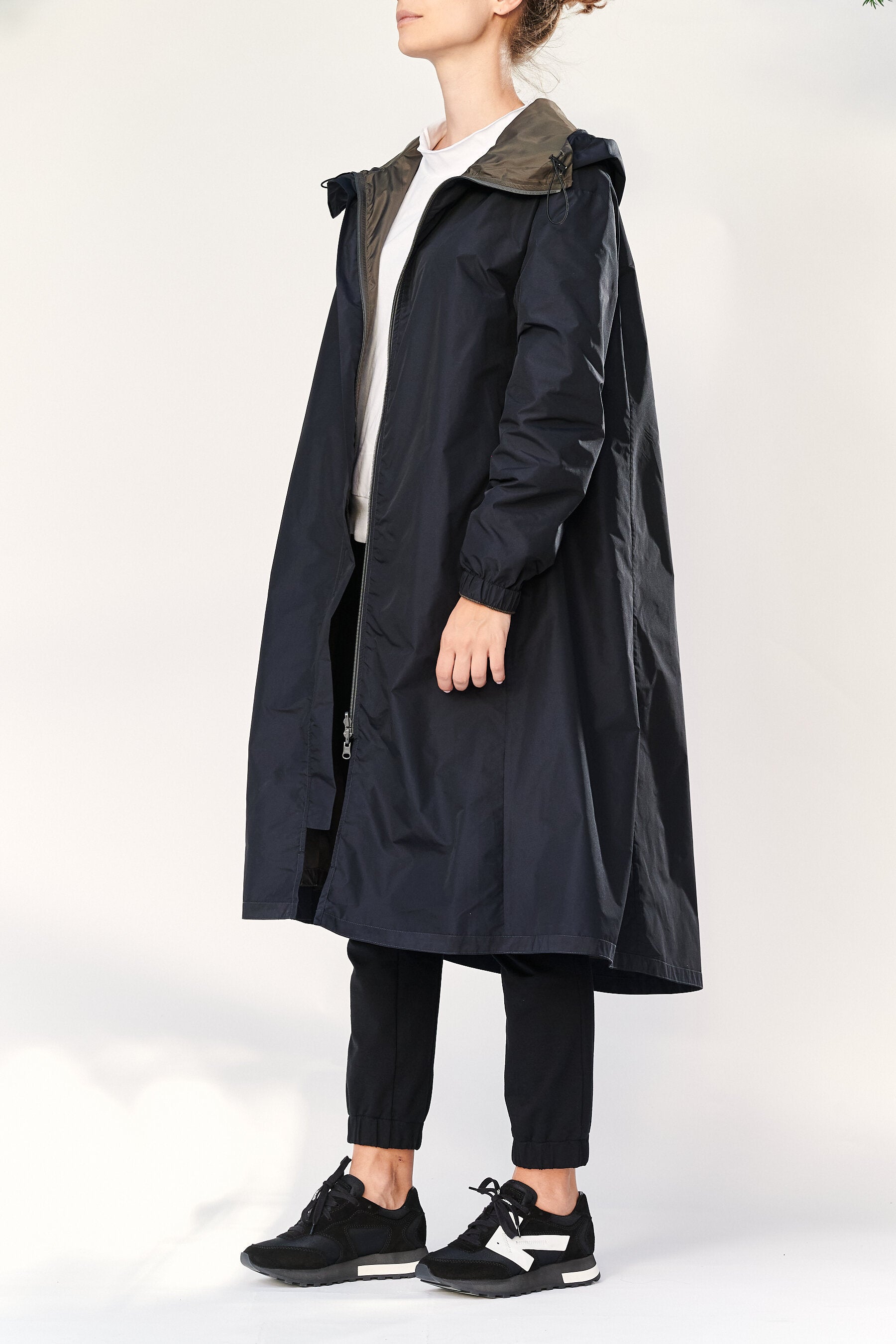 DOUBLE FACED PARKA - DARK GREEN/DARK BLUE