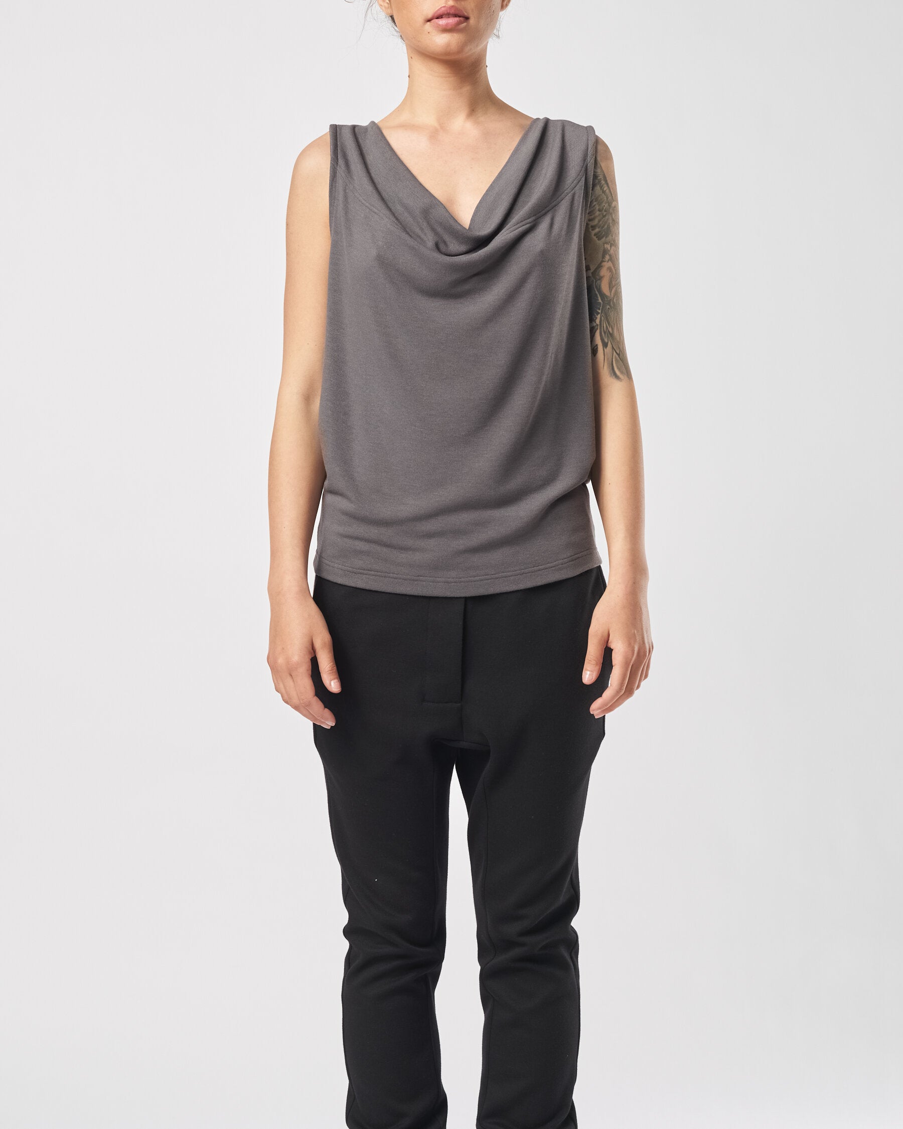 OPEN BACK DRAPE TANK TOP
