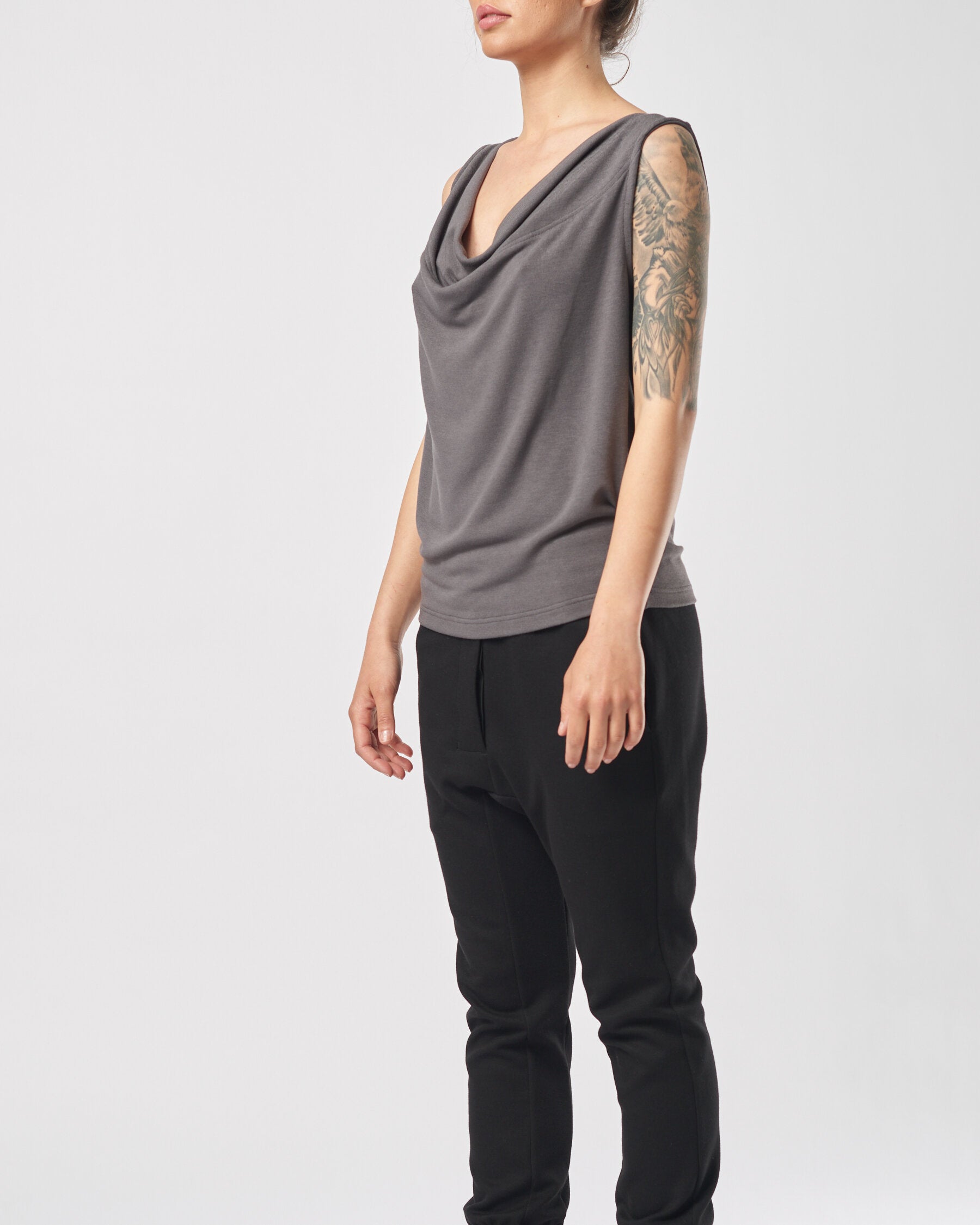 OPEN BACK DRAPE TANK TOP