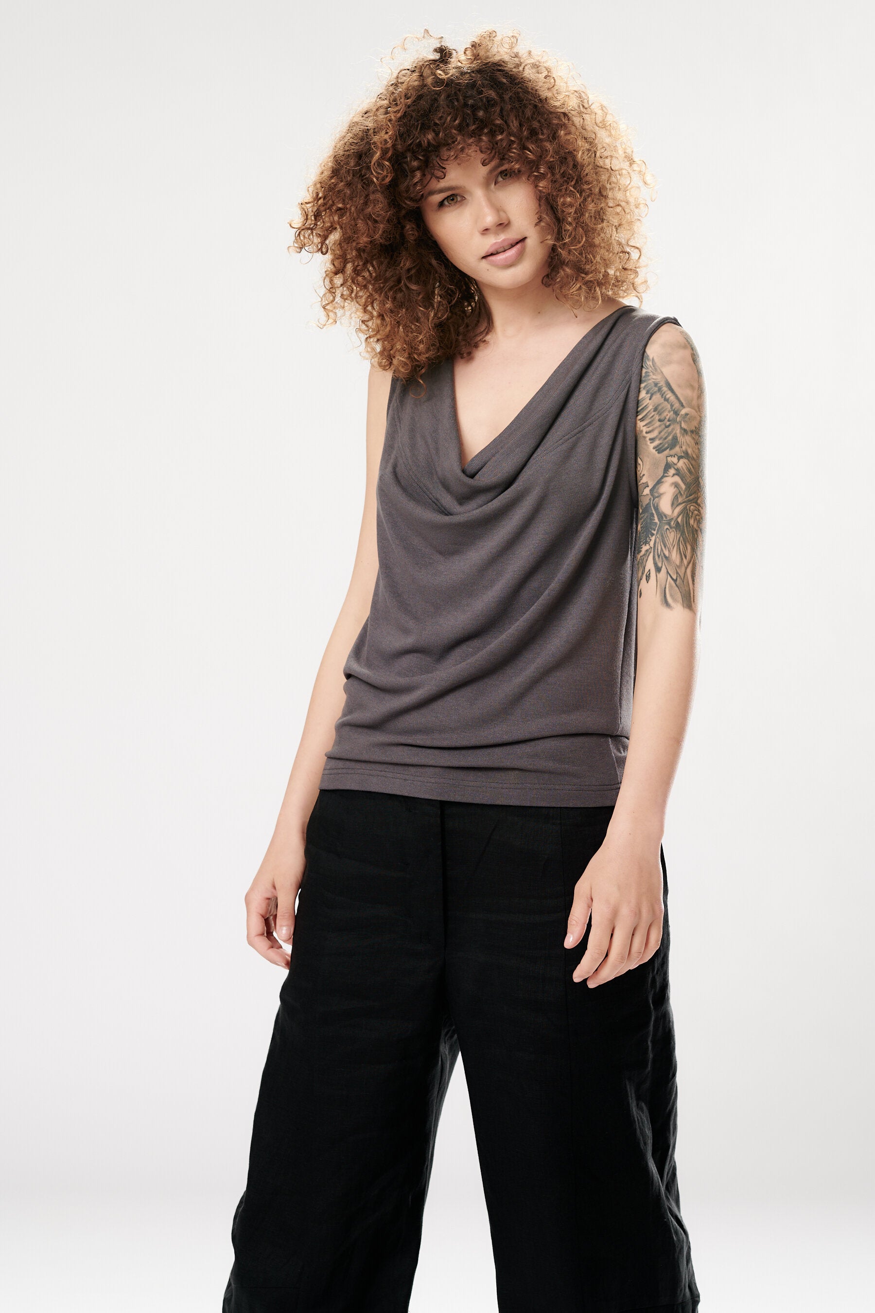 OPEN BACK DRAPE TANK TOP