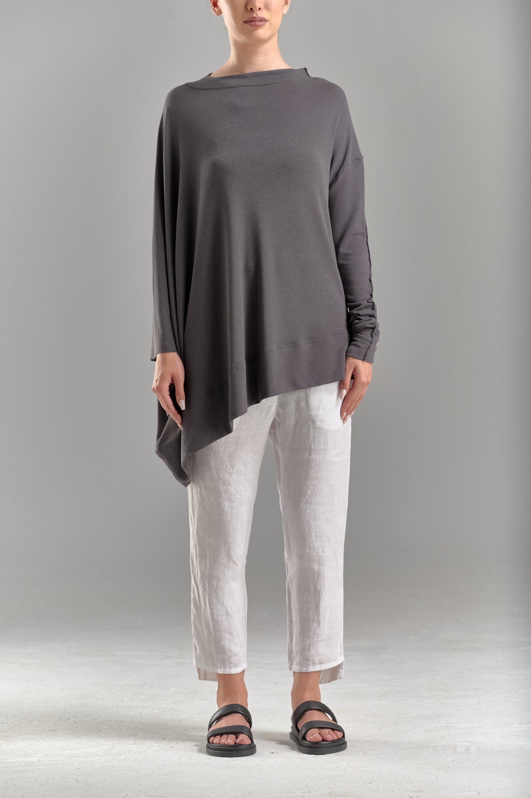 ASYMMETRICAL LONG SLEEVED TUNIC TOP