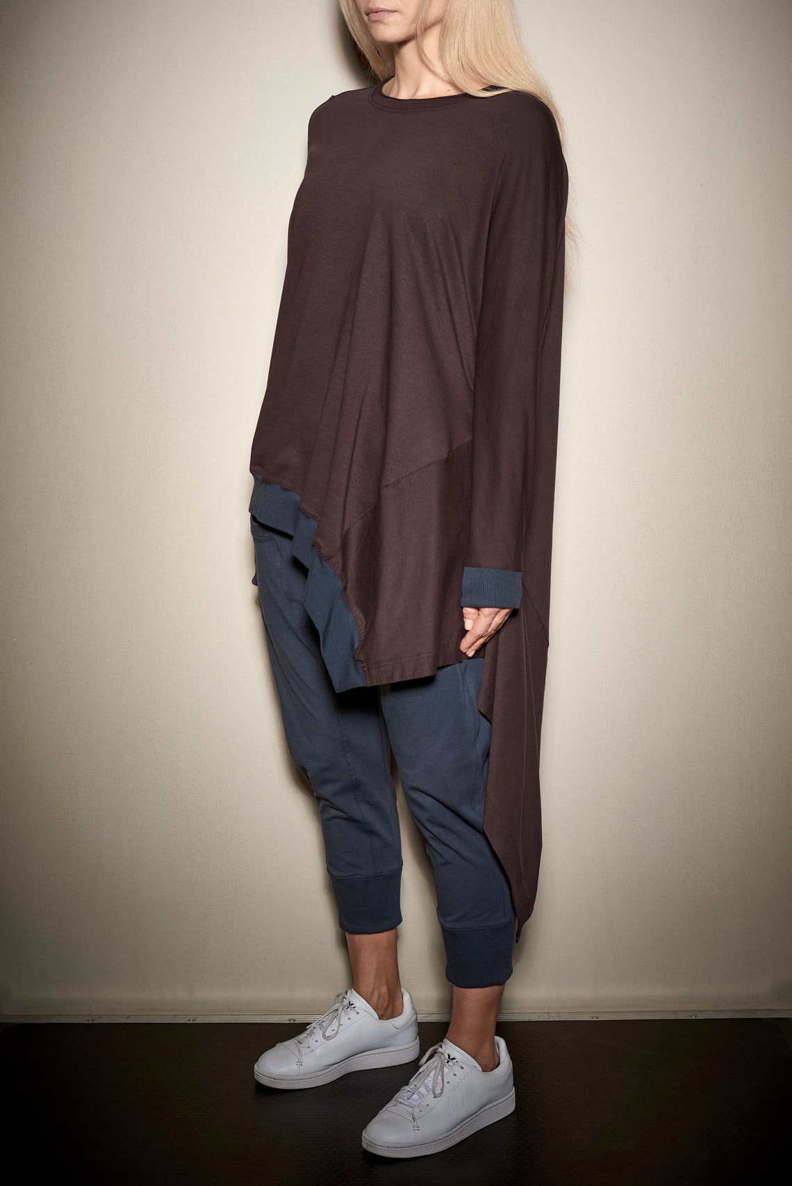 ASYMMETRICAL TUNIC TOP - TWO COLORS