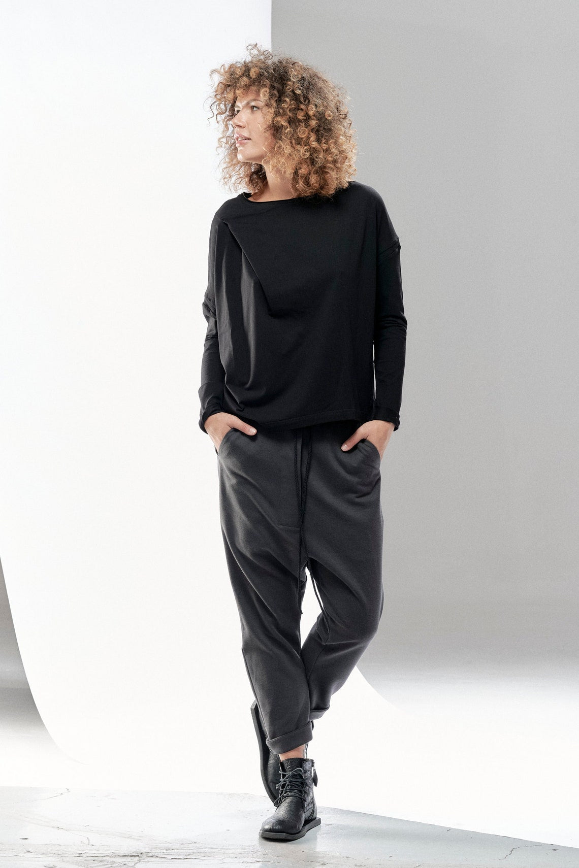 ASYMMETRICAL OVERSIZED LONG SLEEVED BLOUSE