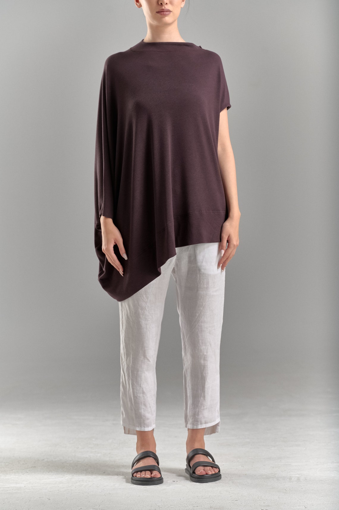 ASYMMETRICAL CAP SLEEVE TUNIC TOP