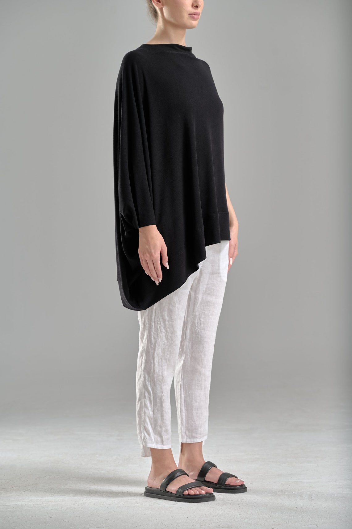 ASYMMETRICAL CAP SLEEVE TUNIC TOP