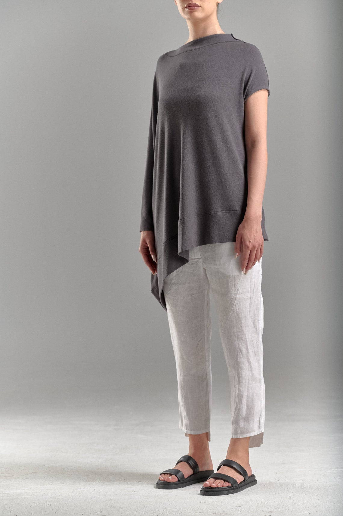 ASYMMETRICAL CAP SLEEVE TUNIC TOP