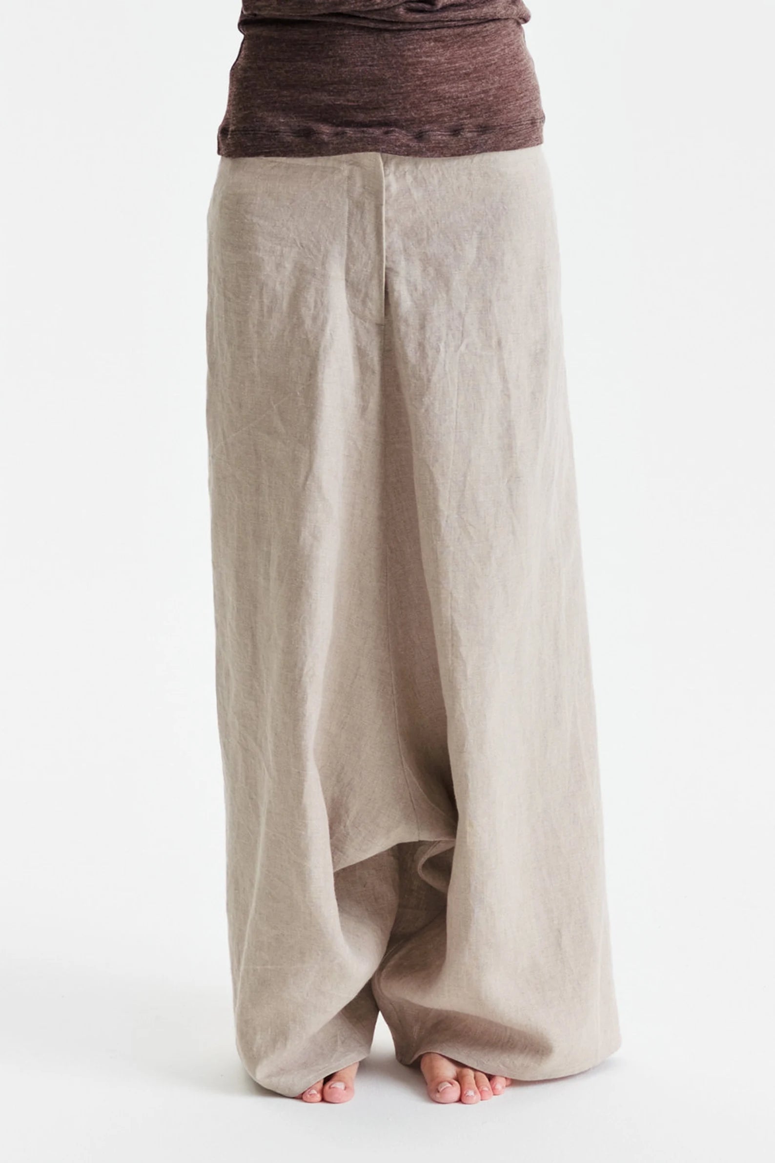 LOW CROTCH LINEN PANTS