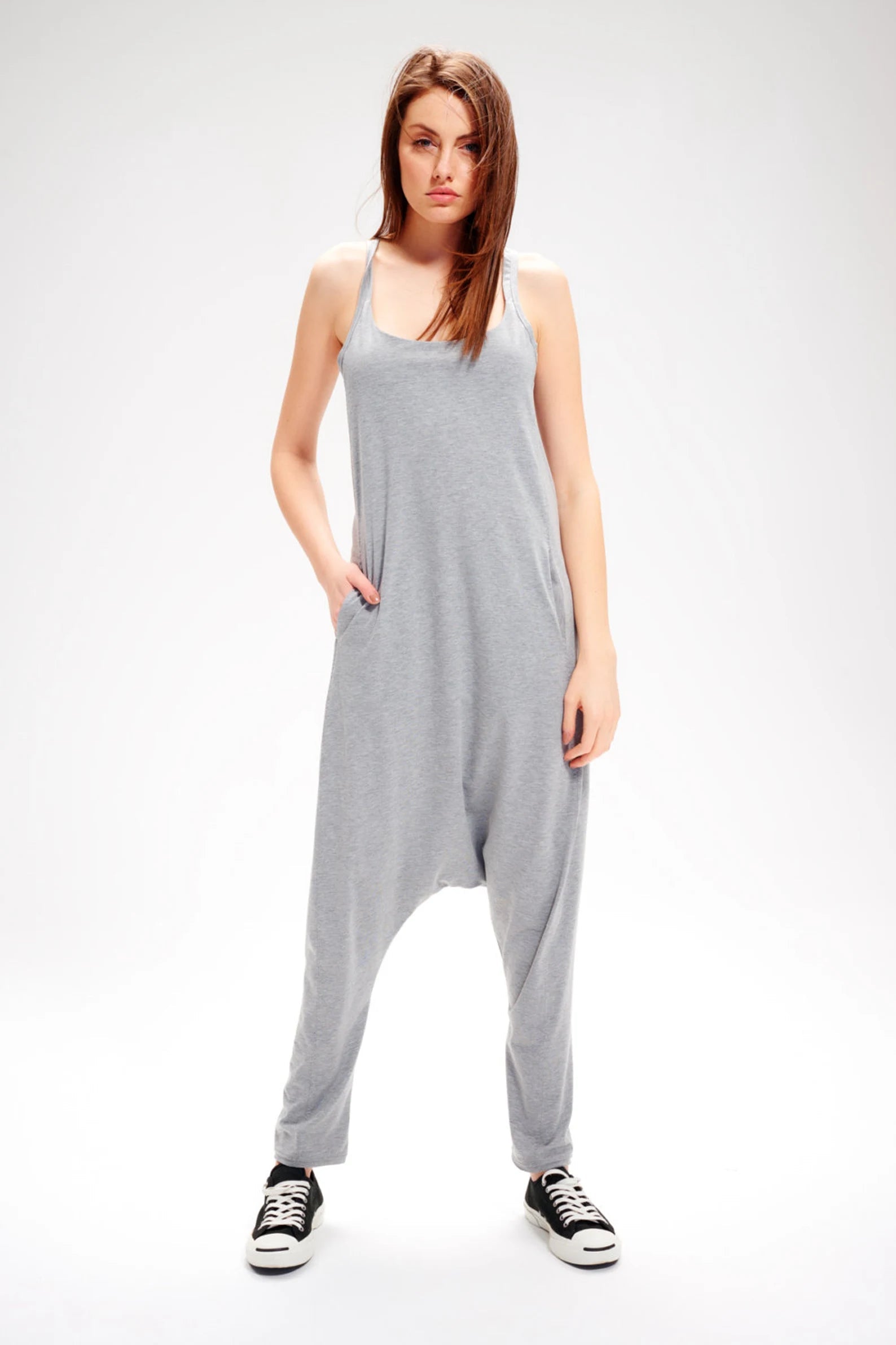 DROP CROTCH COTTON ROMPER