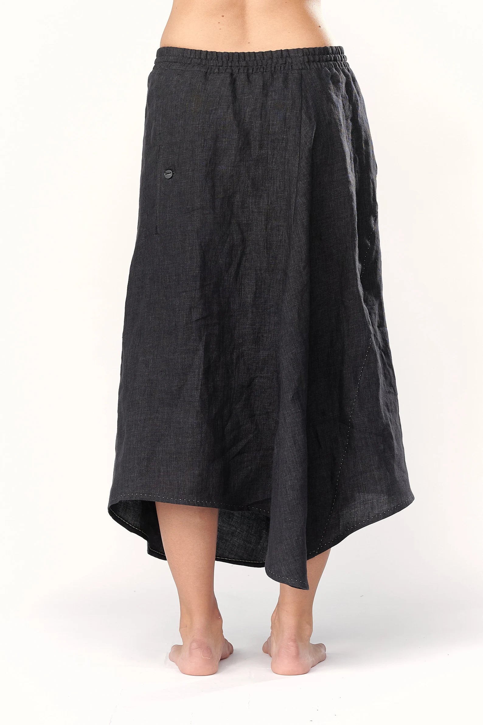 LINEN ASYMMETRICAL SKIRT WITH POCKETS