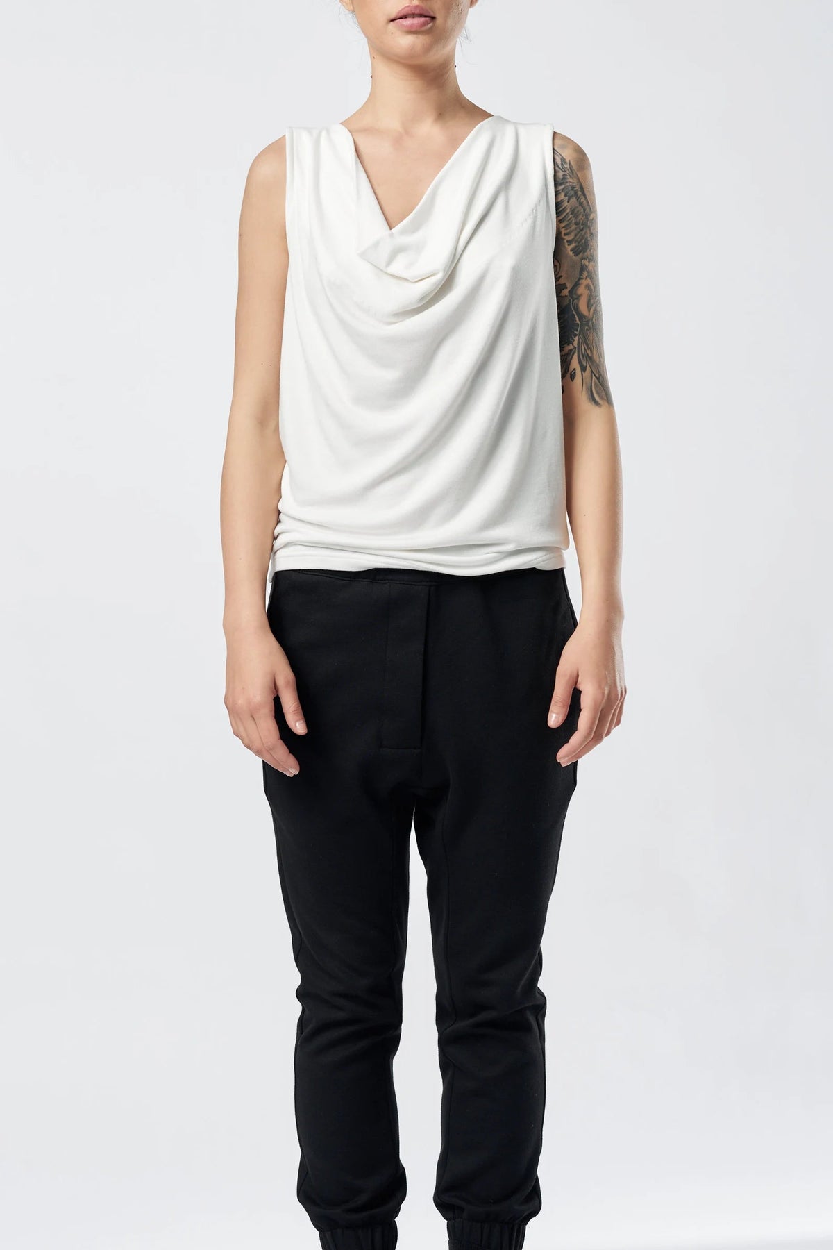 OPEN BACK DRAPE TANK TOP