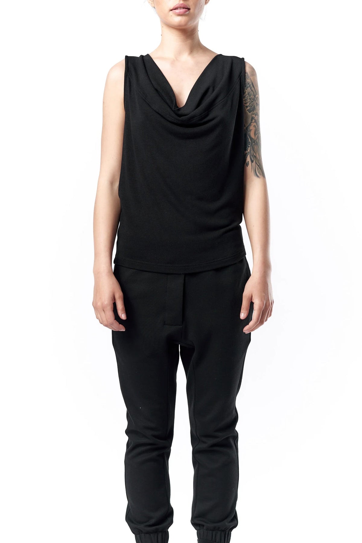 OPEN BACK DRAPE TANK TOP