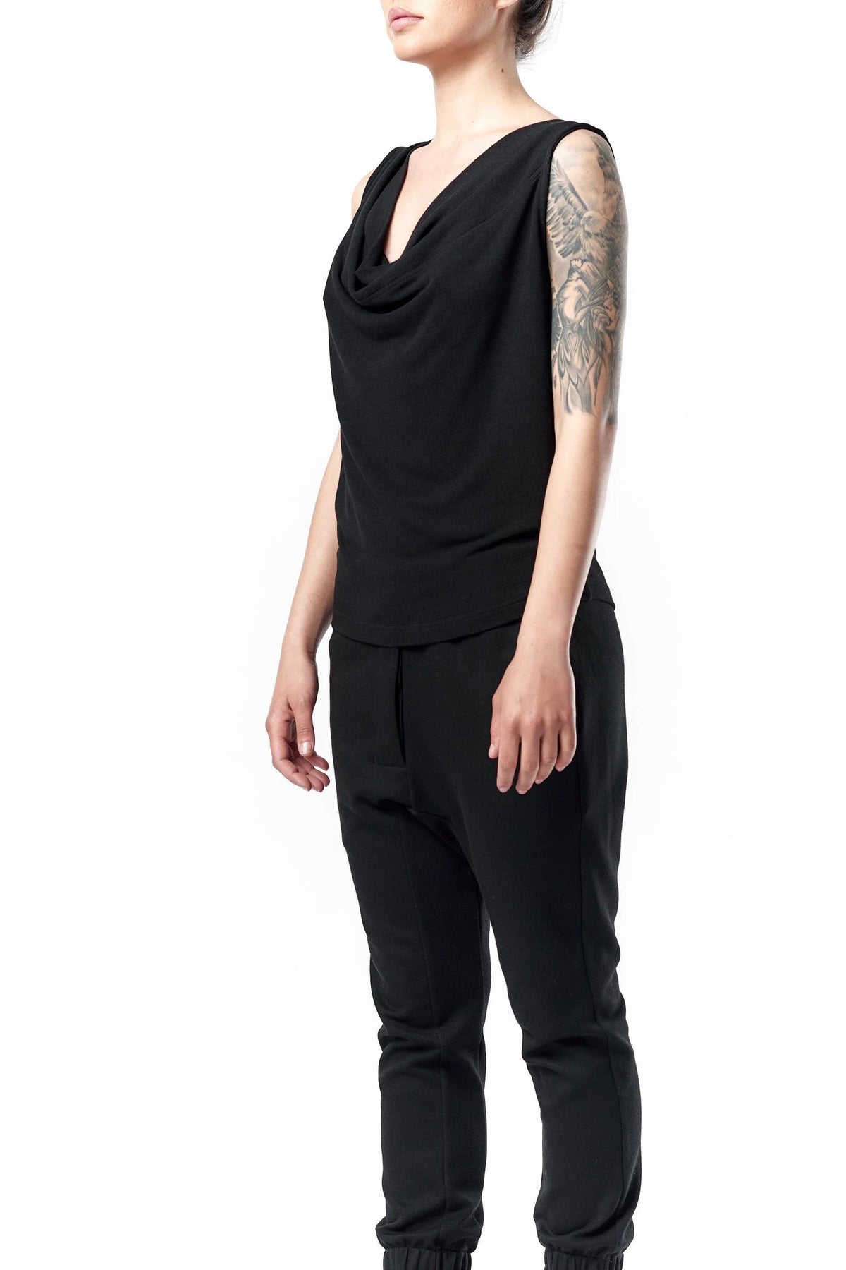 OPEN BACK DRAPE TANK TOP