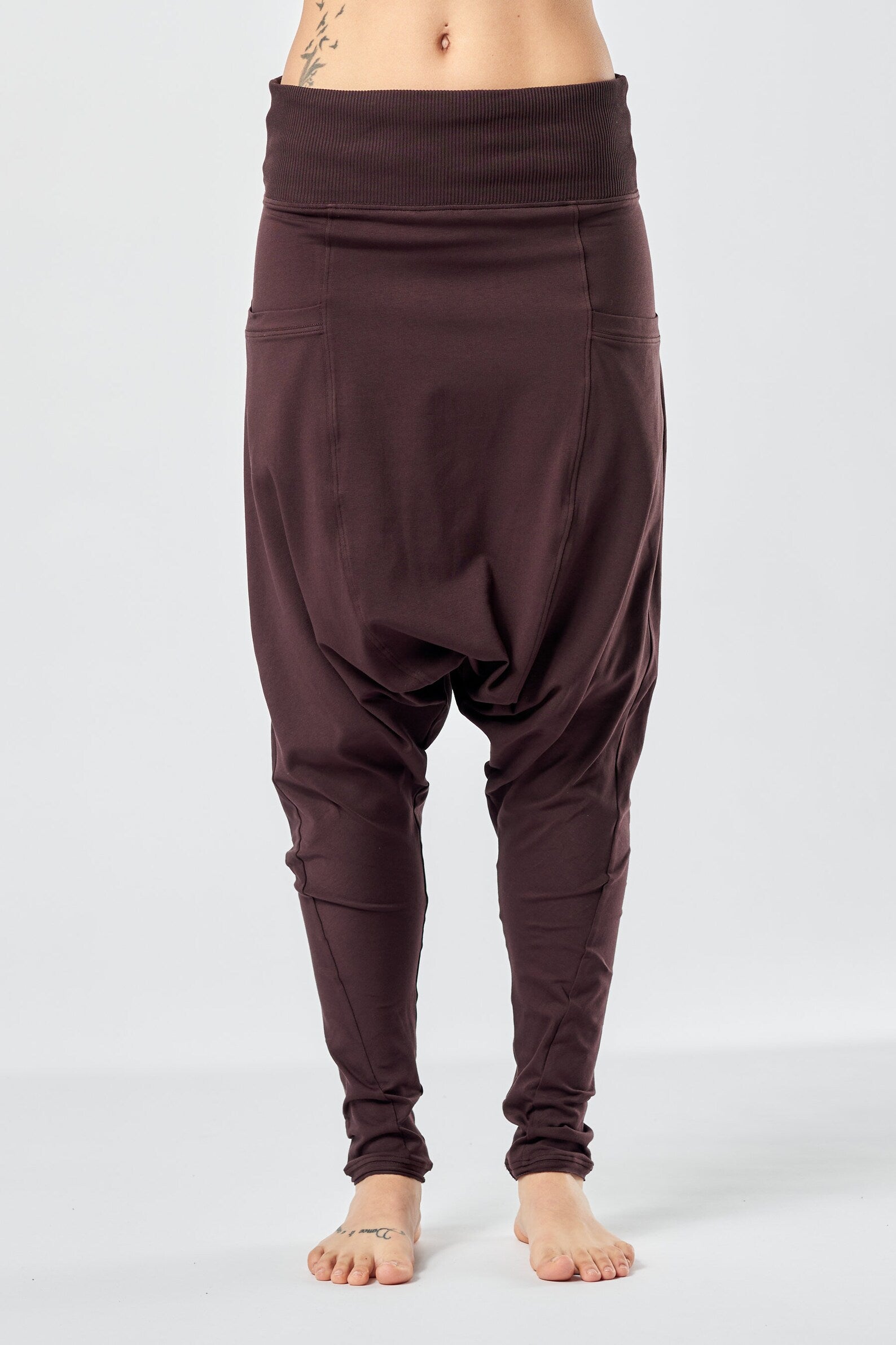 LOOSE HAREM COTTON PANTS WITH POCKETS