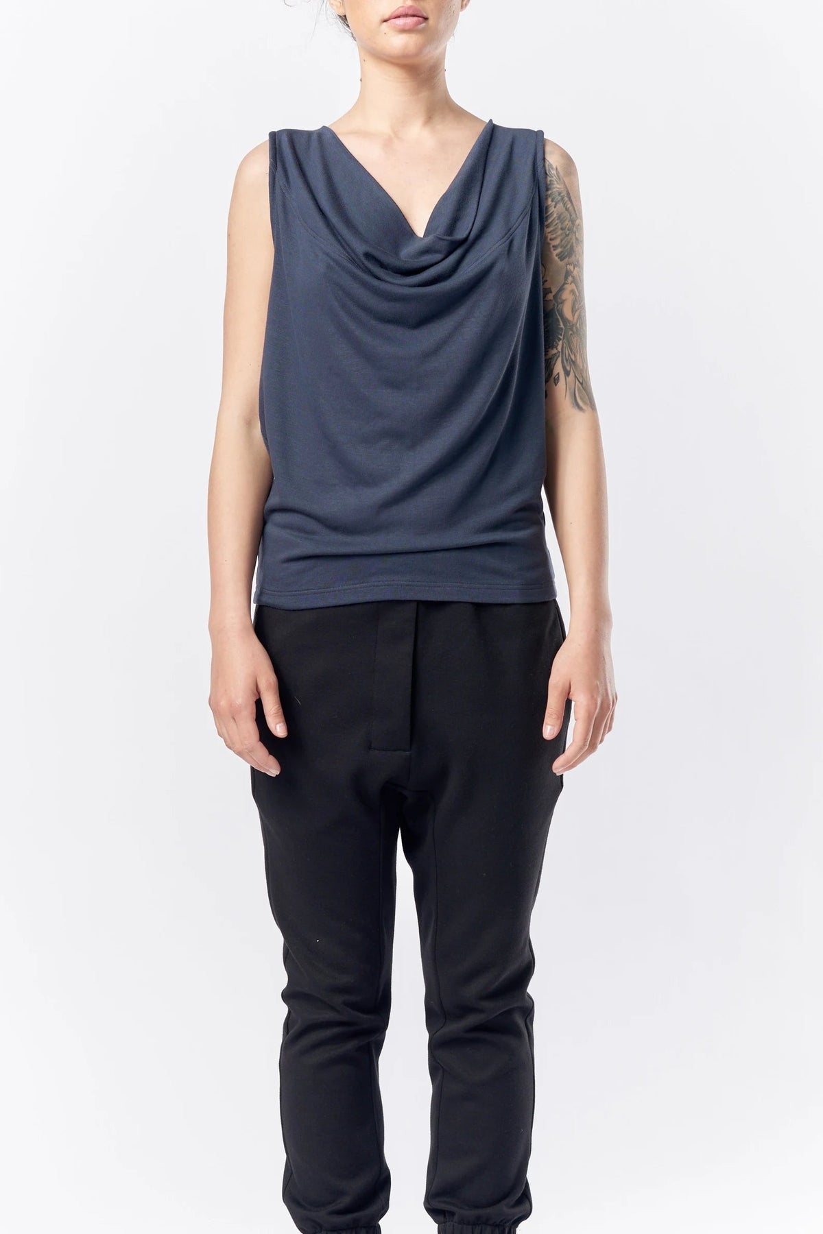 OPEN BACK DRAPE TANK TOP