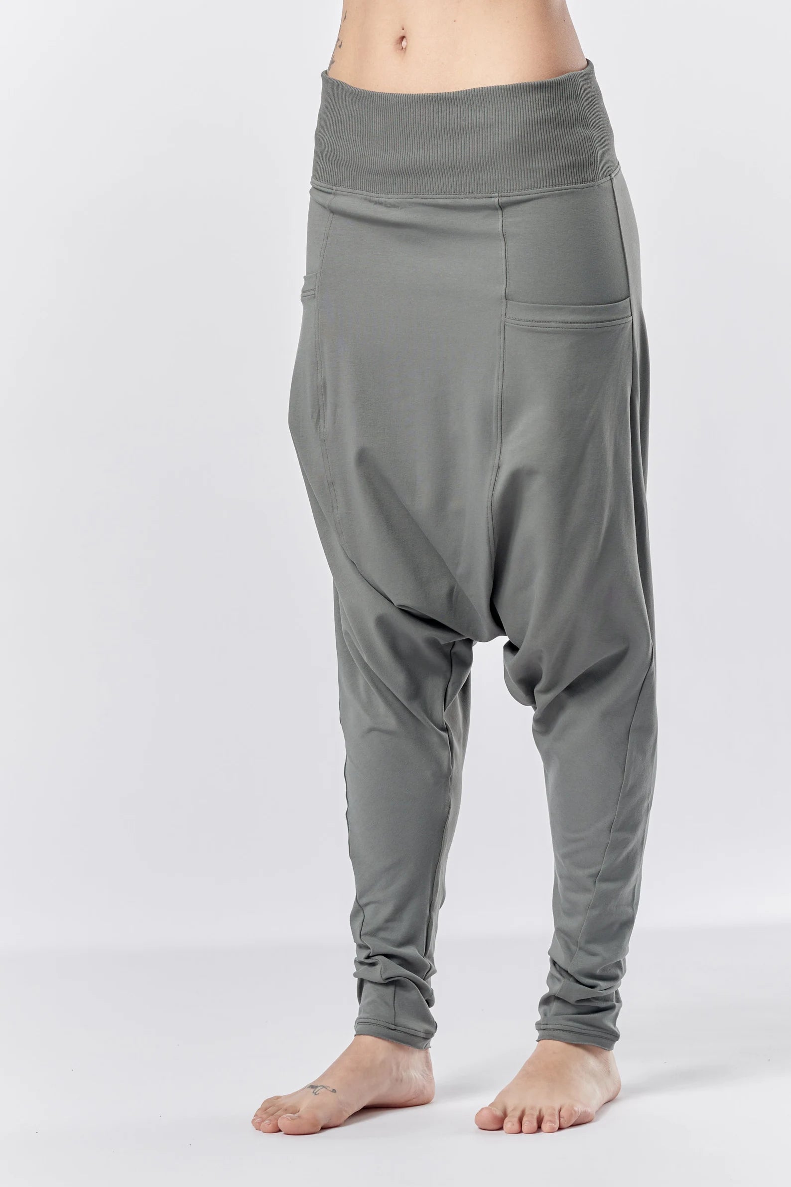 LOOSE HAREM COTTON PANTS WITH POCKETS