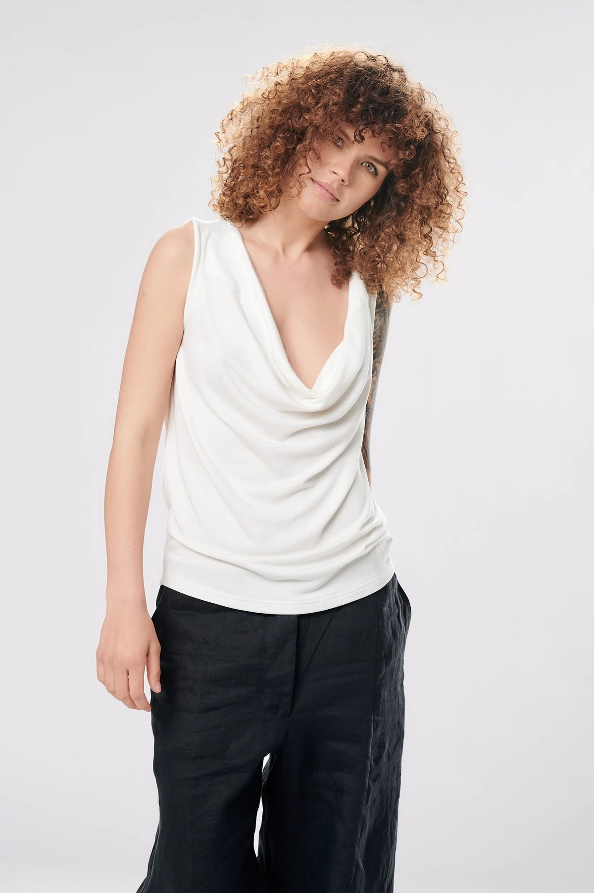 OPEN BACK DRAPE TANK TOP