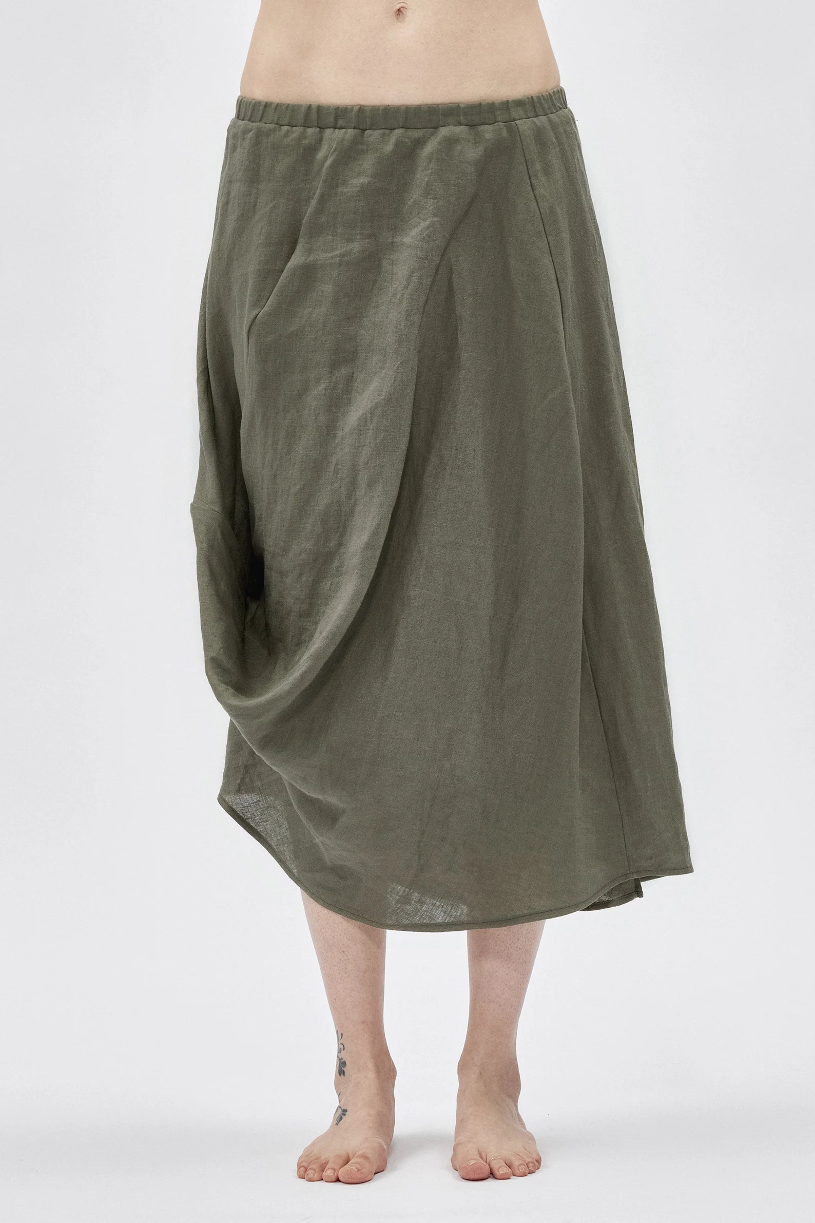 DRAPE LINEN SKIRT