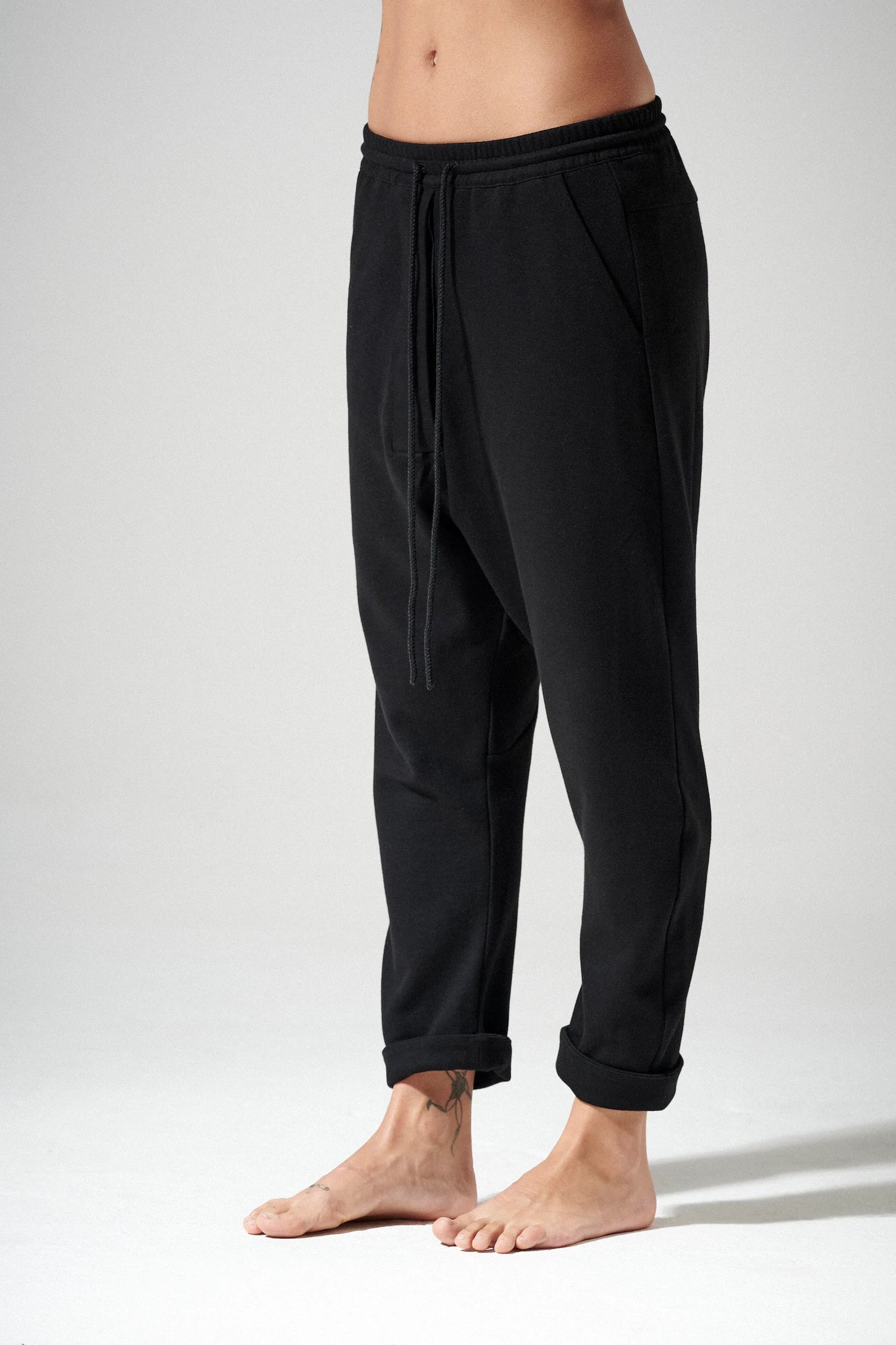 LOOSE DROP CROTCH COTTON PANTS