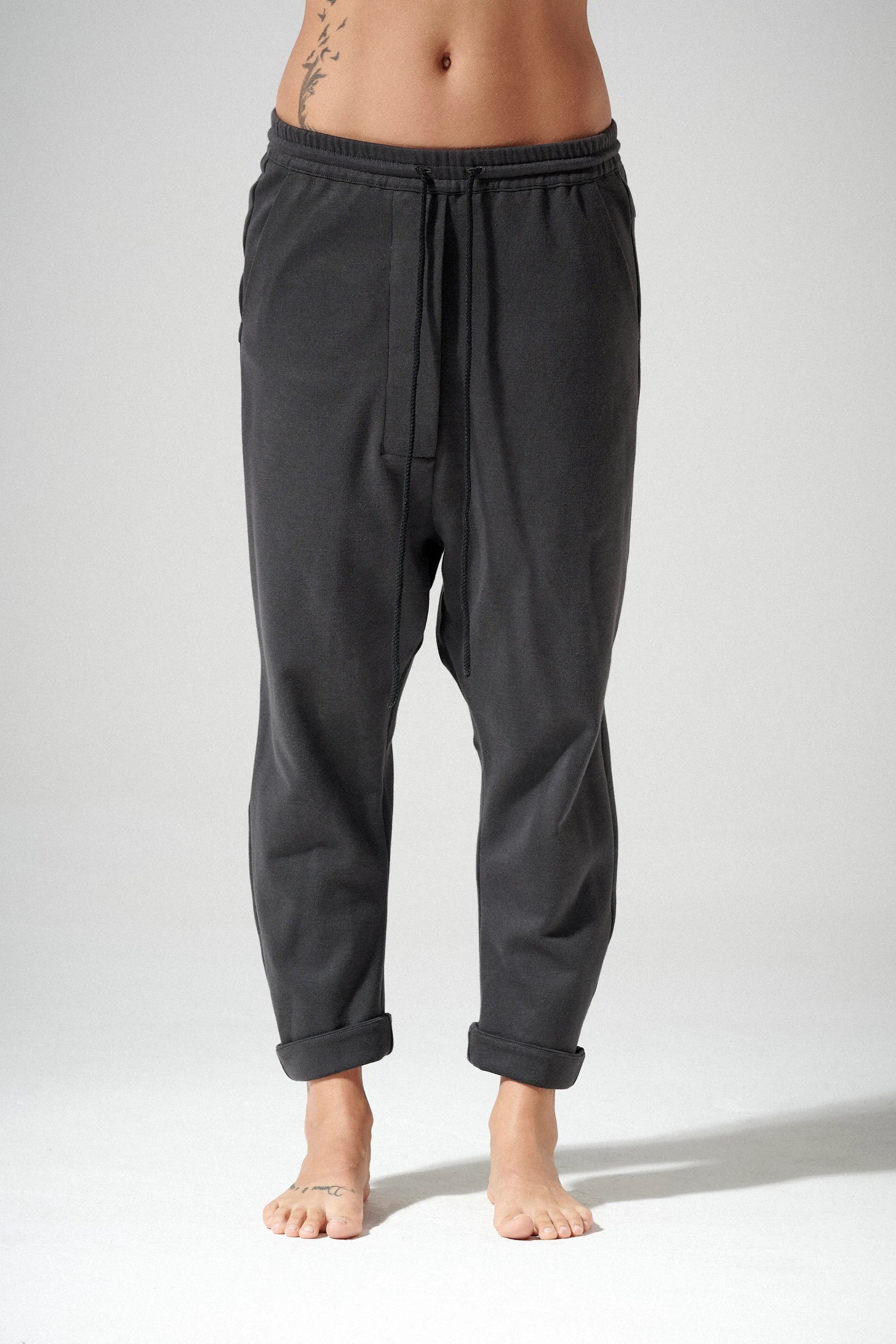 LOOSE DROP CROTCH COTTON PANTS