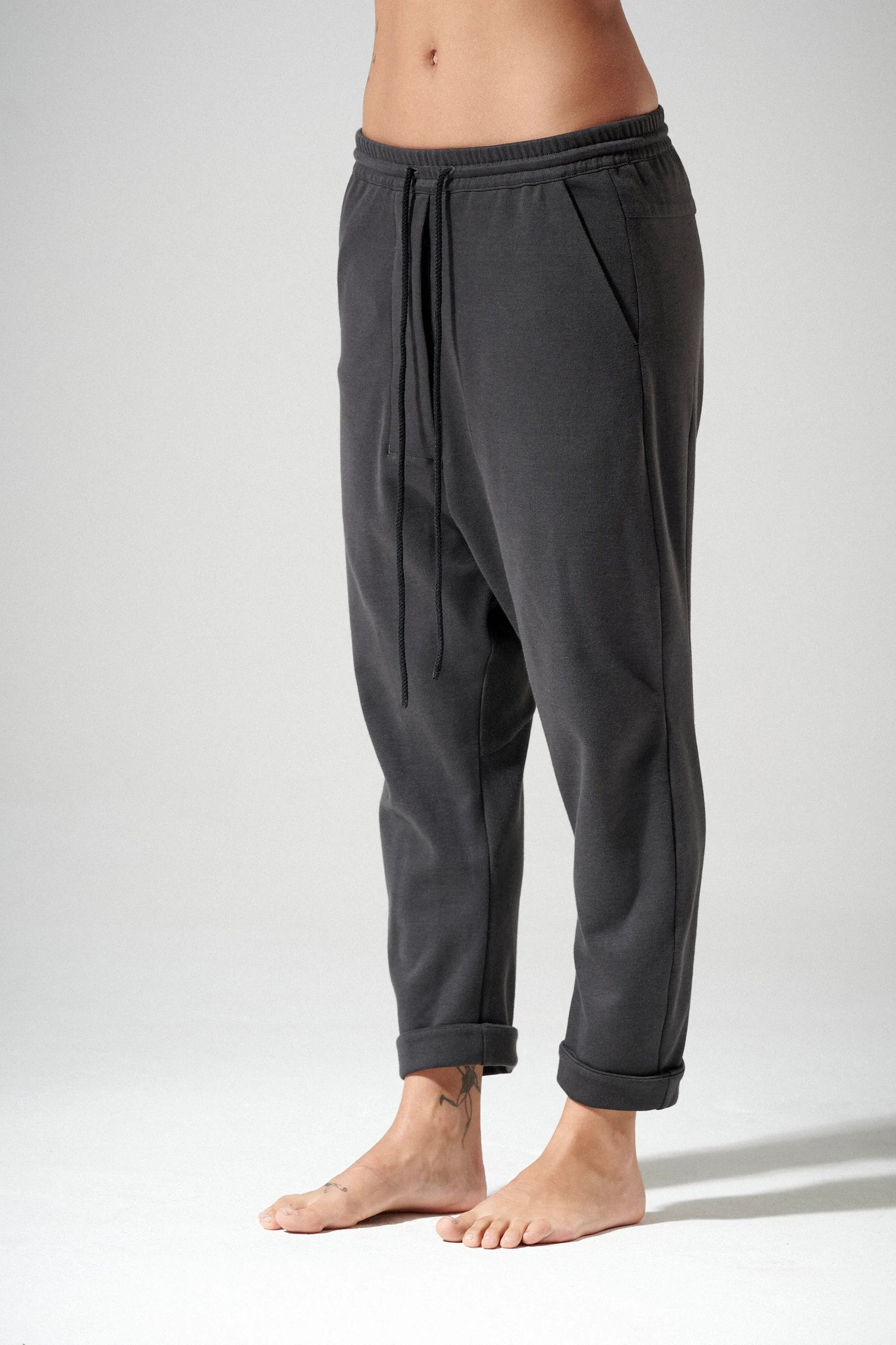 LOOSE DROP CROTCH COTTON PANTS