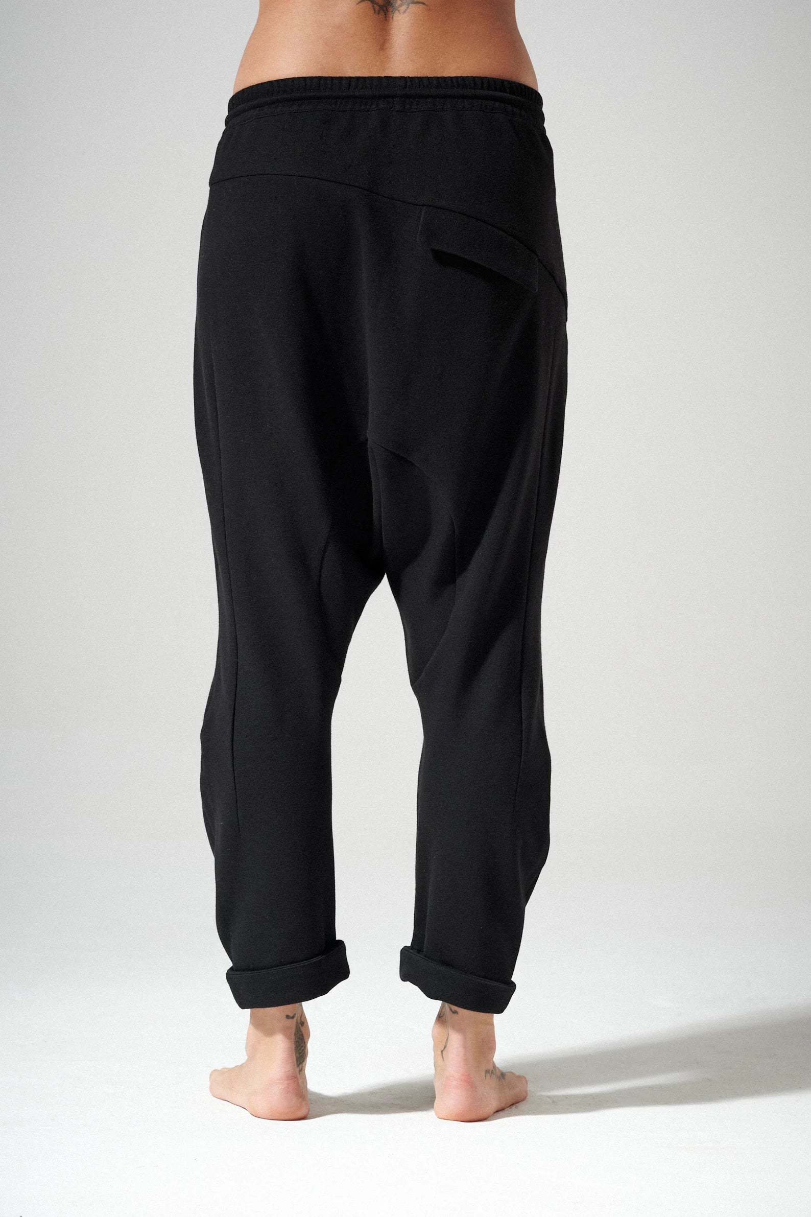 LOOSE DROP CROTCH COTTON PANTS