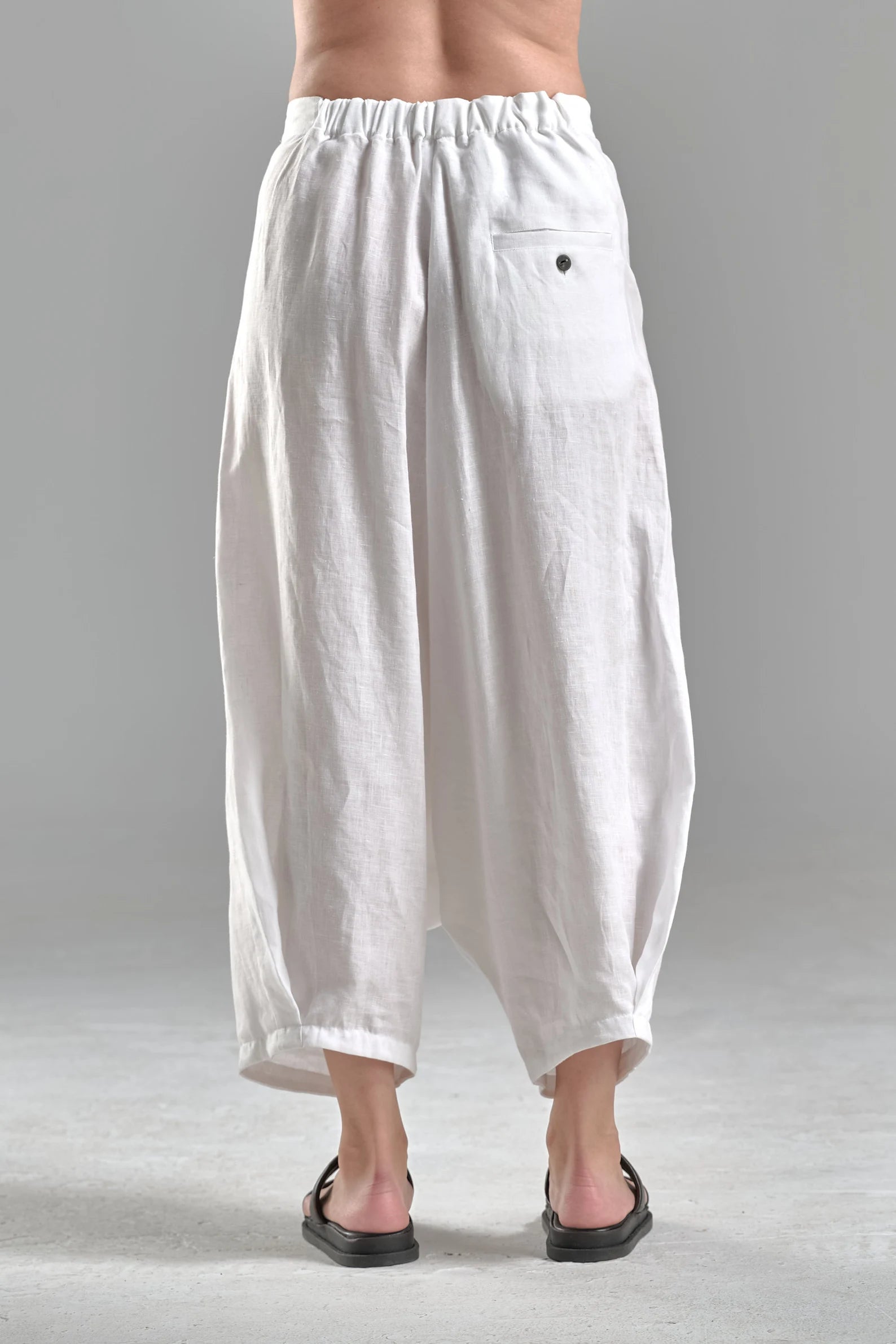 CROPPED LOW CROTCH LINEN PANTS