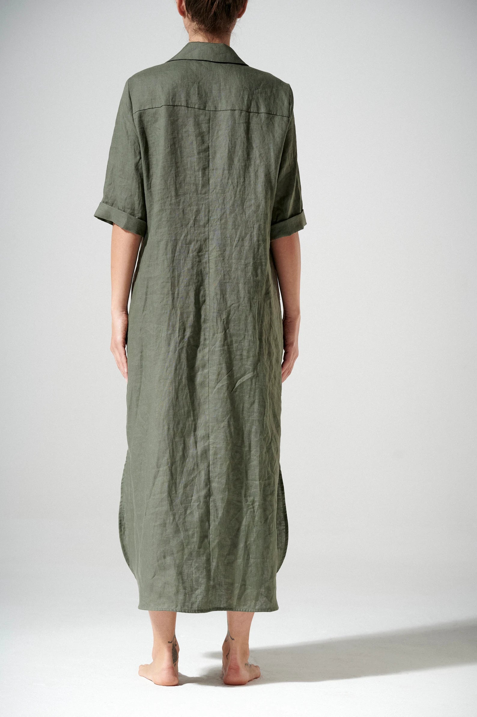 SHORT SLEEVED LINEN DRESS