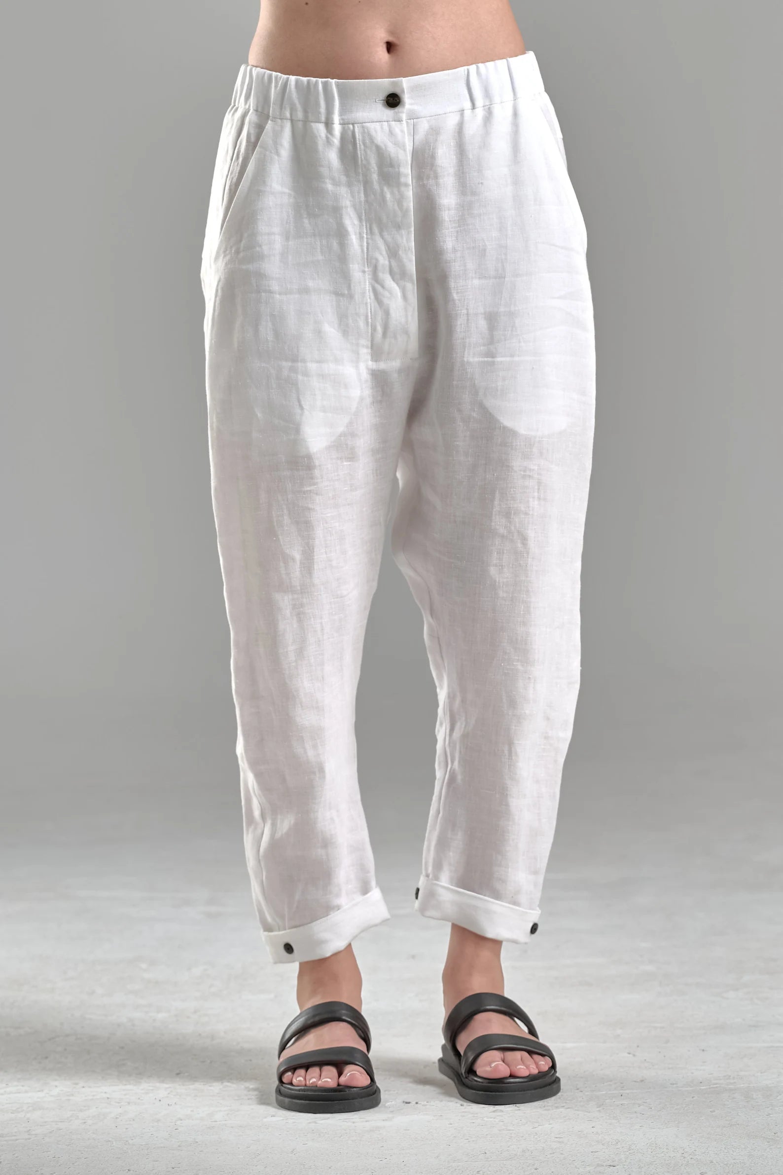 LOOSE CROPPED LINEN PANTS