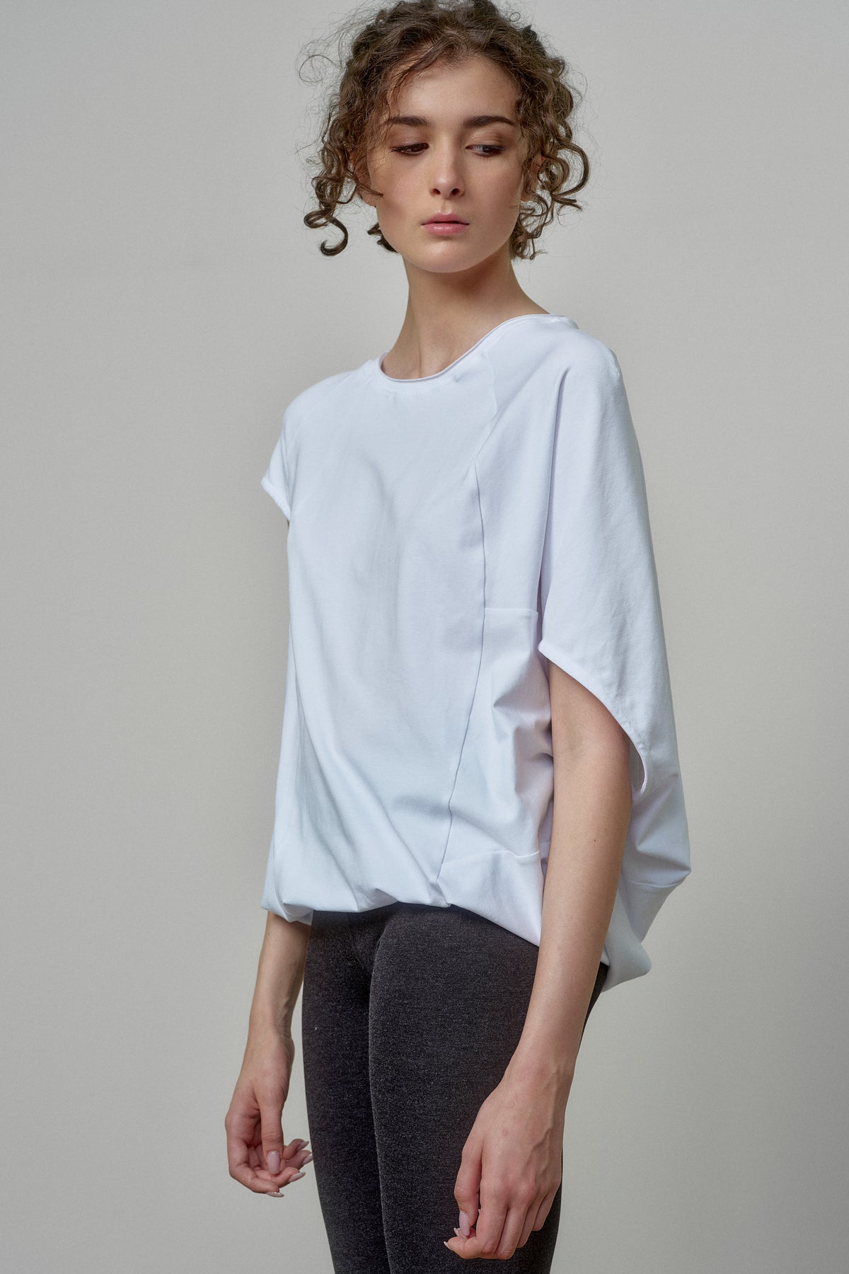 ASYMMETRICAL SLEEVE COTTON BLOUSE