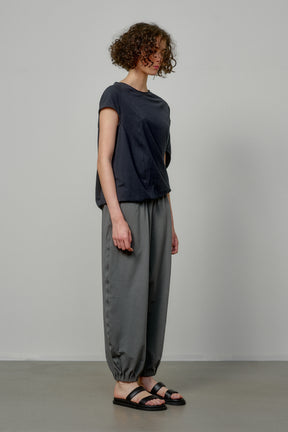 ASYMMETRICAL SLEEVE COTTON BLOUSE