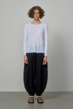 WHITE COTTON T-SHIRT WITH TWISTED BACK AND RAW EDGES