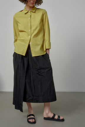 COTTON SHIRT WITH OPEN SHOULDERS AND ROLL-UP SLEEVES