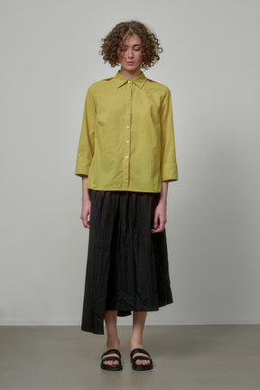 COTTON SHIRT WITH OPEN SHOULDERS AND ROLL-UP SLEEVES