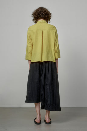 COTTON SHIRT WITH OPEN SHOULDERS AND ROLL-UP SLEEVES