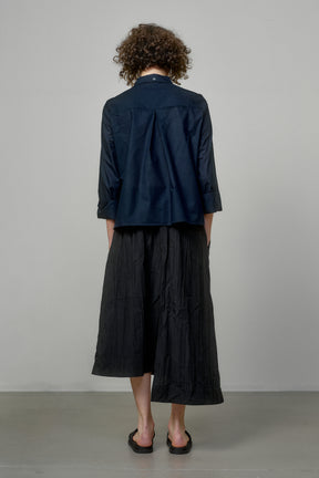 COTTON SHIRT WITH OPEN SHOULDERS AND ROLL-UP SLEEVES