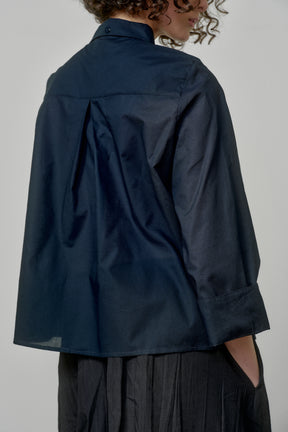 COTTON SHIRT WITH OPEN SHOULDERS AND ROLL-UP SLEEVES