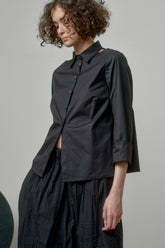 COTTON SHIRT WITH OPEN SHOULDERS AND ROLL-UP SLEEVES