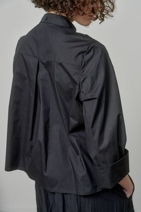 COTTON SHIRT WITH OPEN SHOULDERS AND ROLL-UP SLEEVES